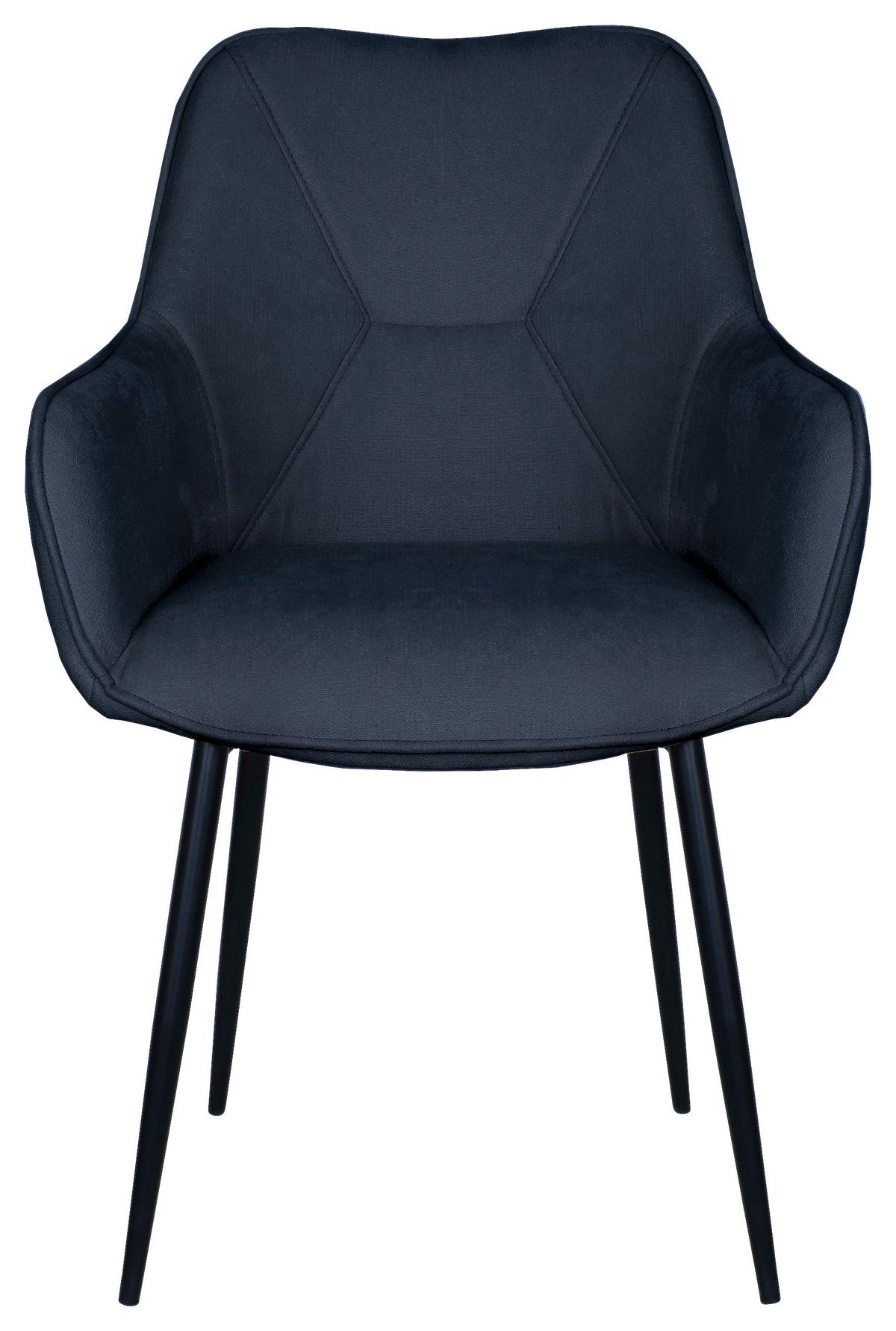 Armlehnstuhl Elena Blau - Blau/Schwarz, MODERN, Holz/Textil (57/85/60cm) - Mömax