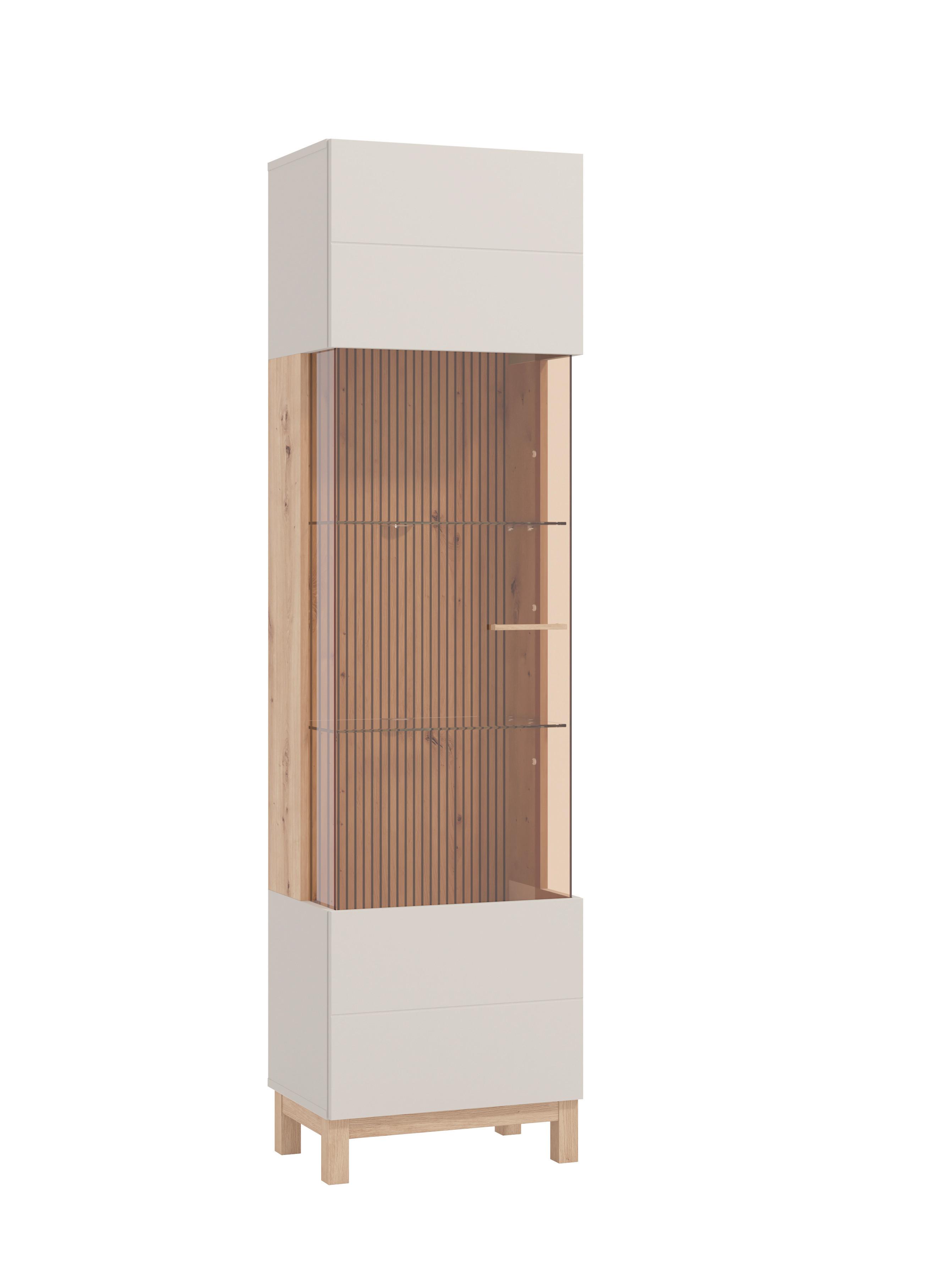 Vitrine Essex Ksm Kaschmir/Eiche Artisan - Kaschmir/Eiche Artisan, MODERN, Glas/Holzwerkstoff (51/191/35cm) - P & B