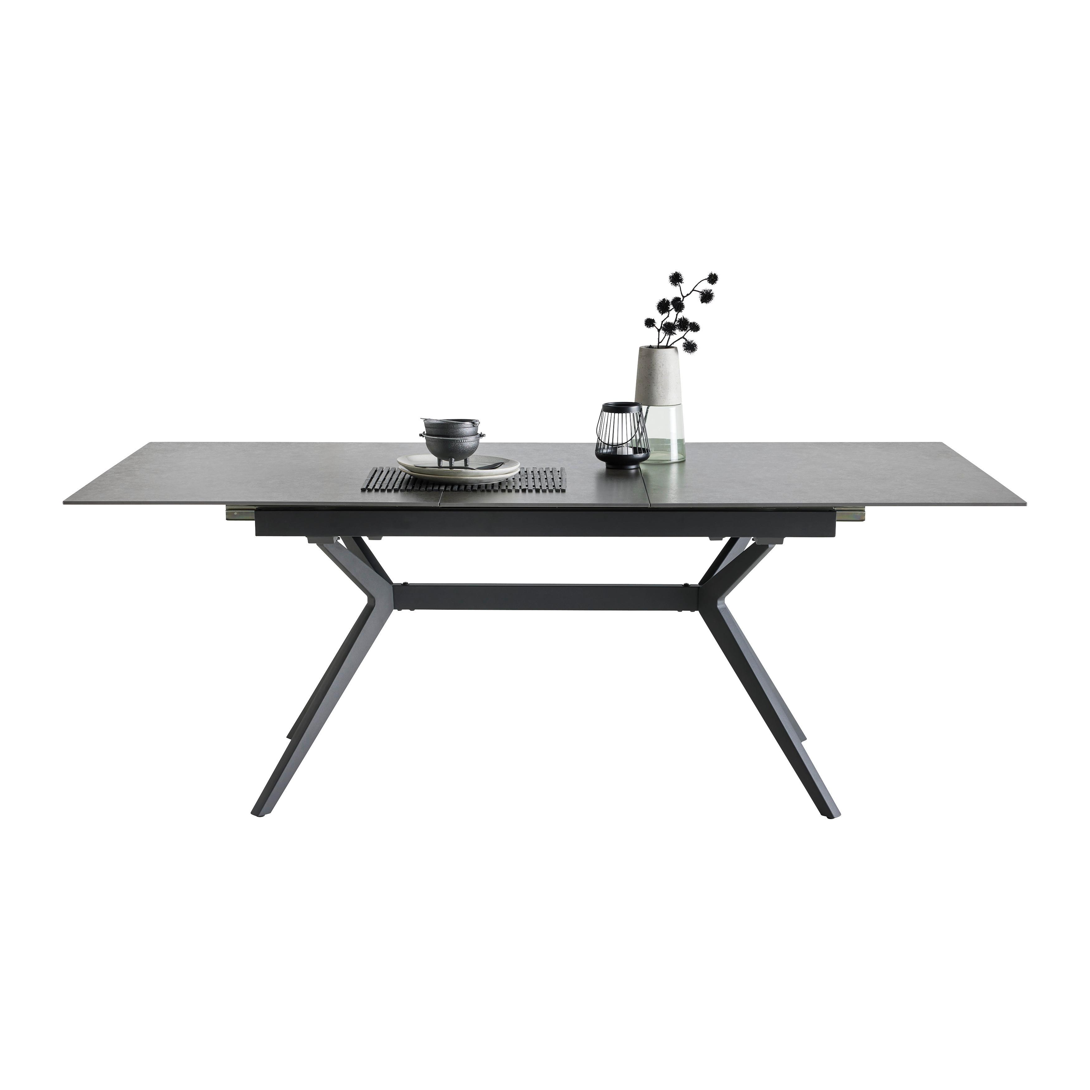 UTDRAGBART BORD VERONA - svart/antracit, Modern, metall/keramik (160-205/91/76cm) - Mömax