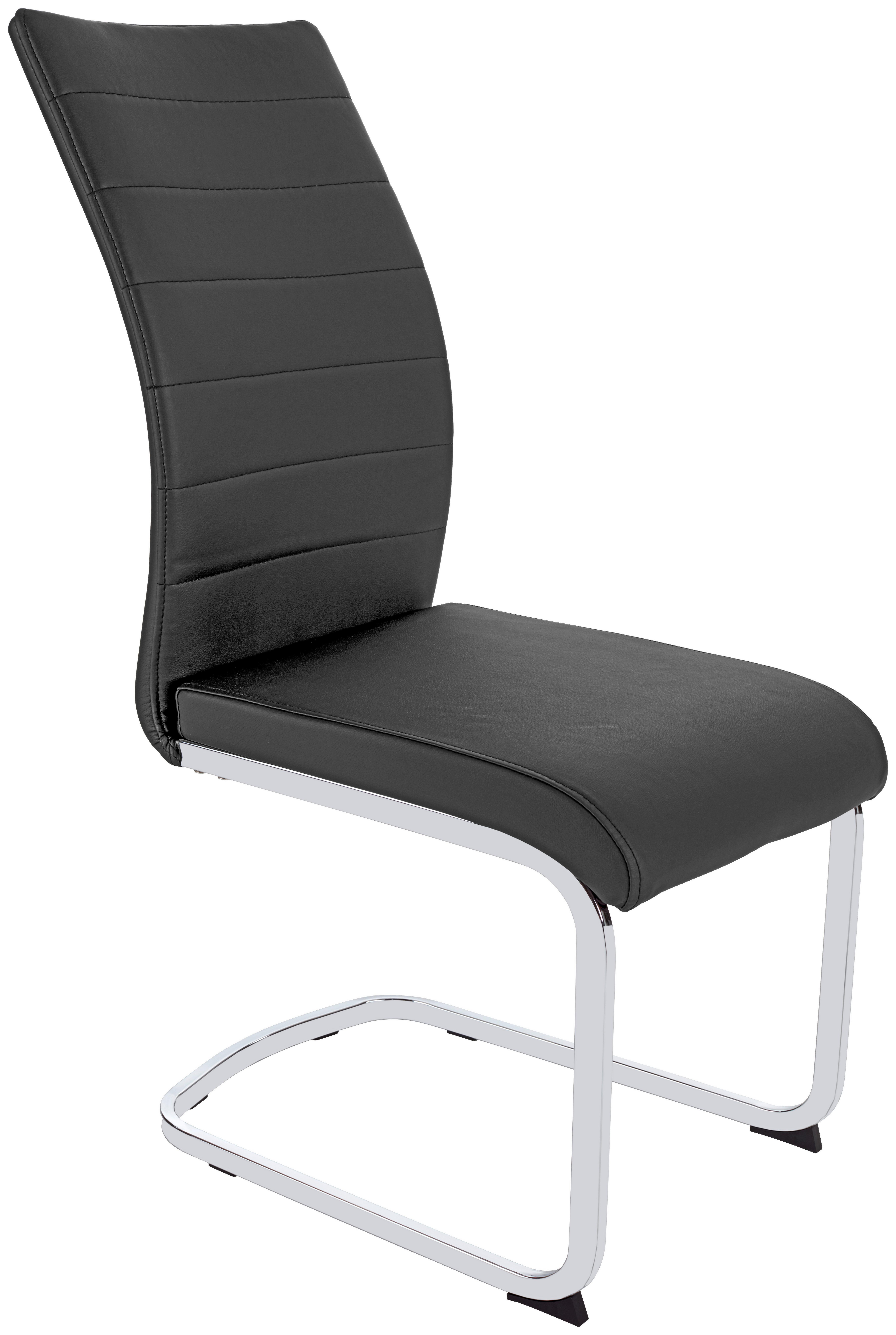 KRZESŁO NA PŁOZIE DALIA 8683 - chromowy/czarny, Konventionell, metal/tkanina (43/98/60cm)