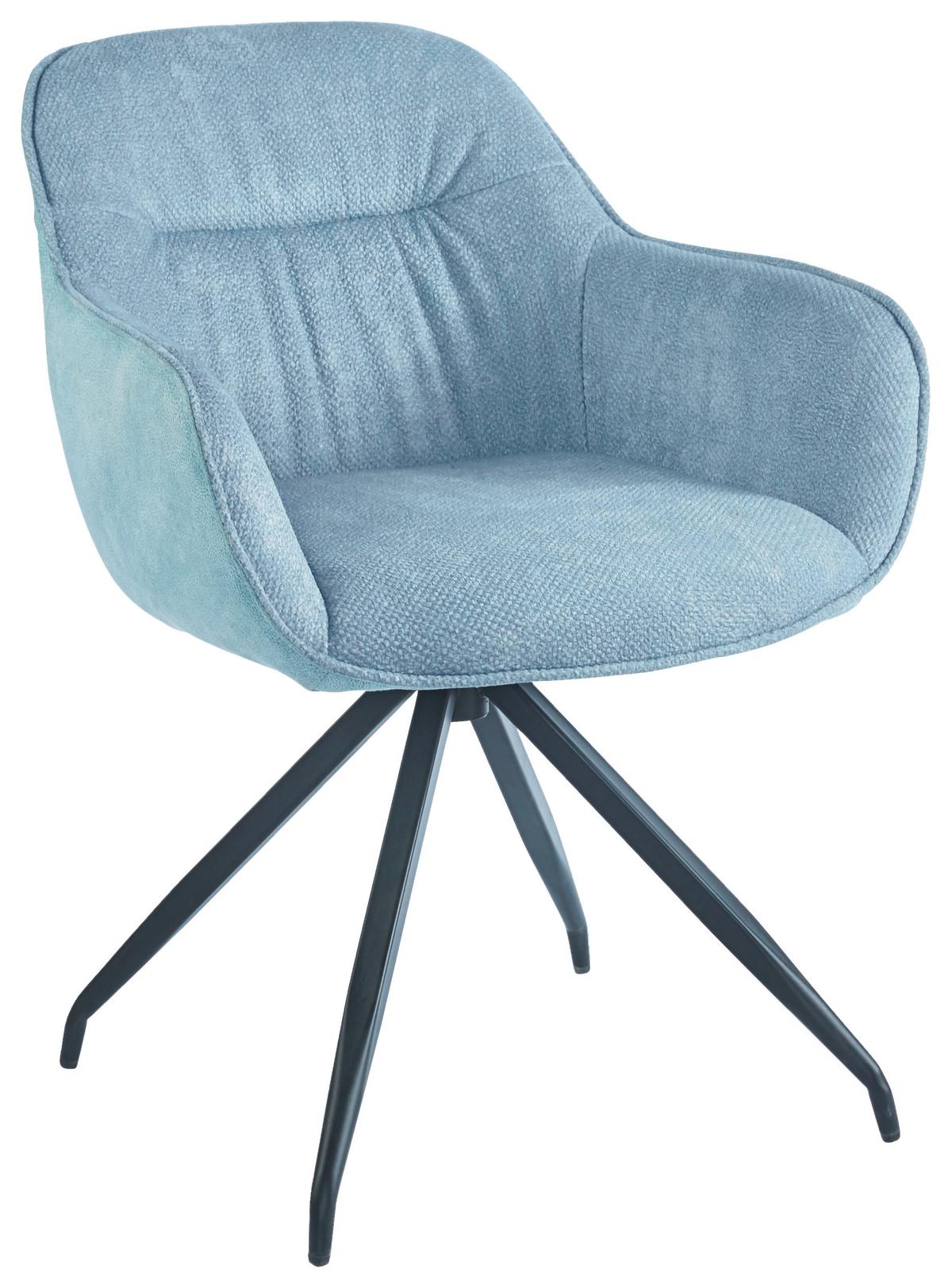 Naslanjač Nadja - modra/črna, Moderno, kovina/tekstil (62/83/63cm) - Mömax