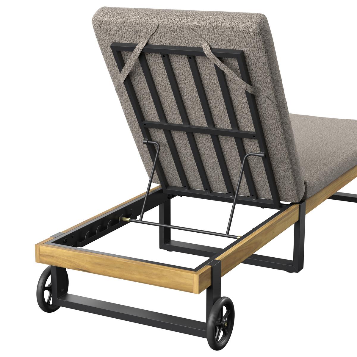 Vrtni Ležalnik Elenyi, Siva - siva, Moderno, kovina/tekstil (65/95/200cm) - Bessagi Garden