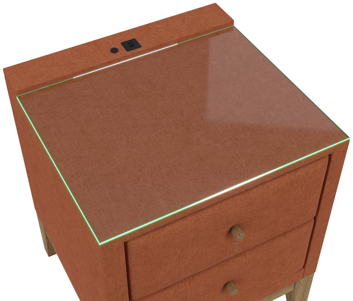 Nachtkästchen Elena Orange - Orange, KONVENTIONELL, Glas/Holz (48/68/45cm) - Sembella
