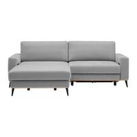 Wohnlandschaft Romeo Grau mit Bettfunktion - Hellgrau/Schwarz, KONVENTIONELL, Textil/Metall (167/87/234cm) - Zandiara