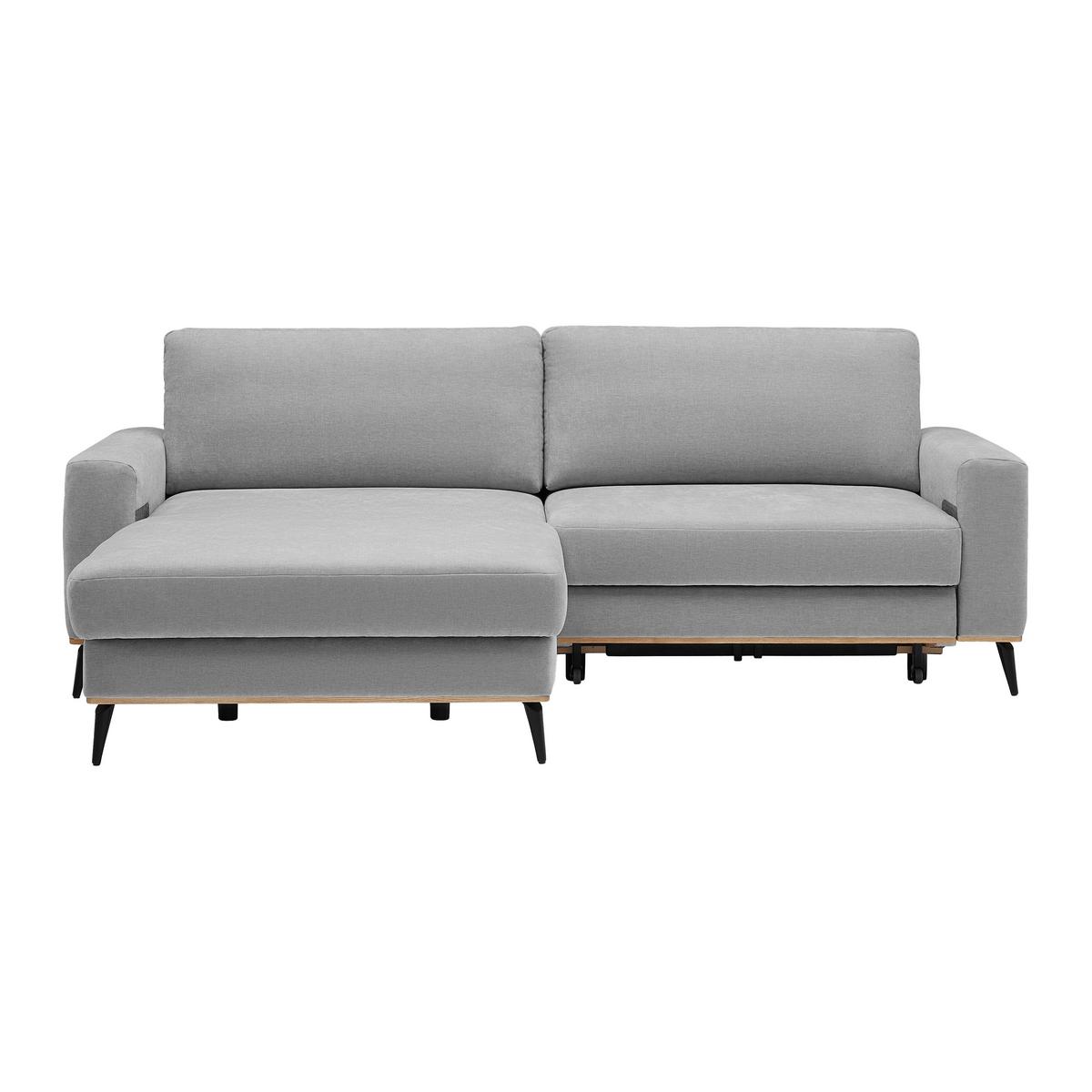 Wohnlandschaft Romeo Grau mit Bettfunktion - Hellgrau/Schwarz, KONVENTIONELL, Textil/Metall (167/87/234cm) - Zandiara