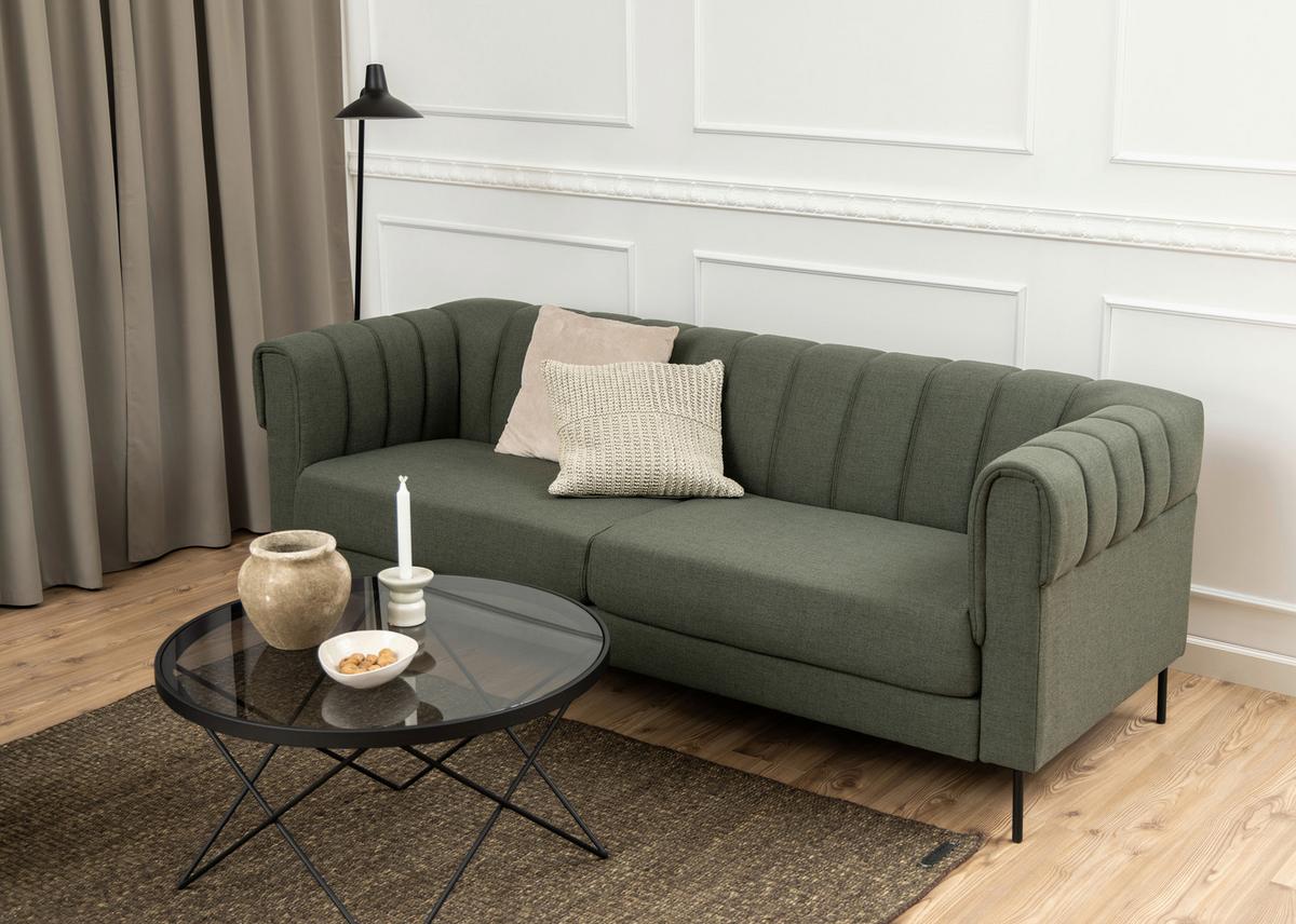 Dohányzóasztal Cuxton - fekete/világosbarna, Üveg/fém (80/45cm)