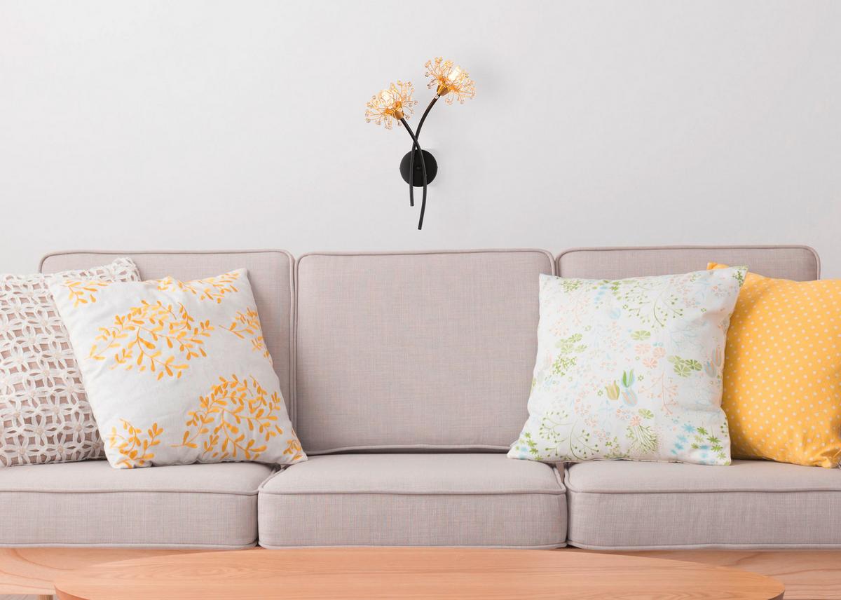 WANDLEUCHTE 16054-2W FIORE - Klar/Goldfarben, Design, Kunststoff/Metall (32,5/44,5cm) - Globo