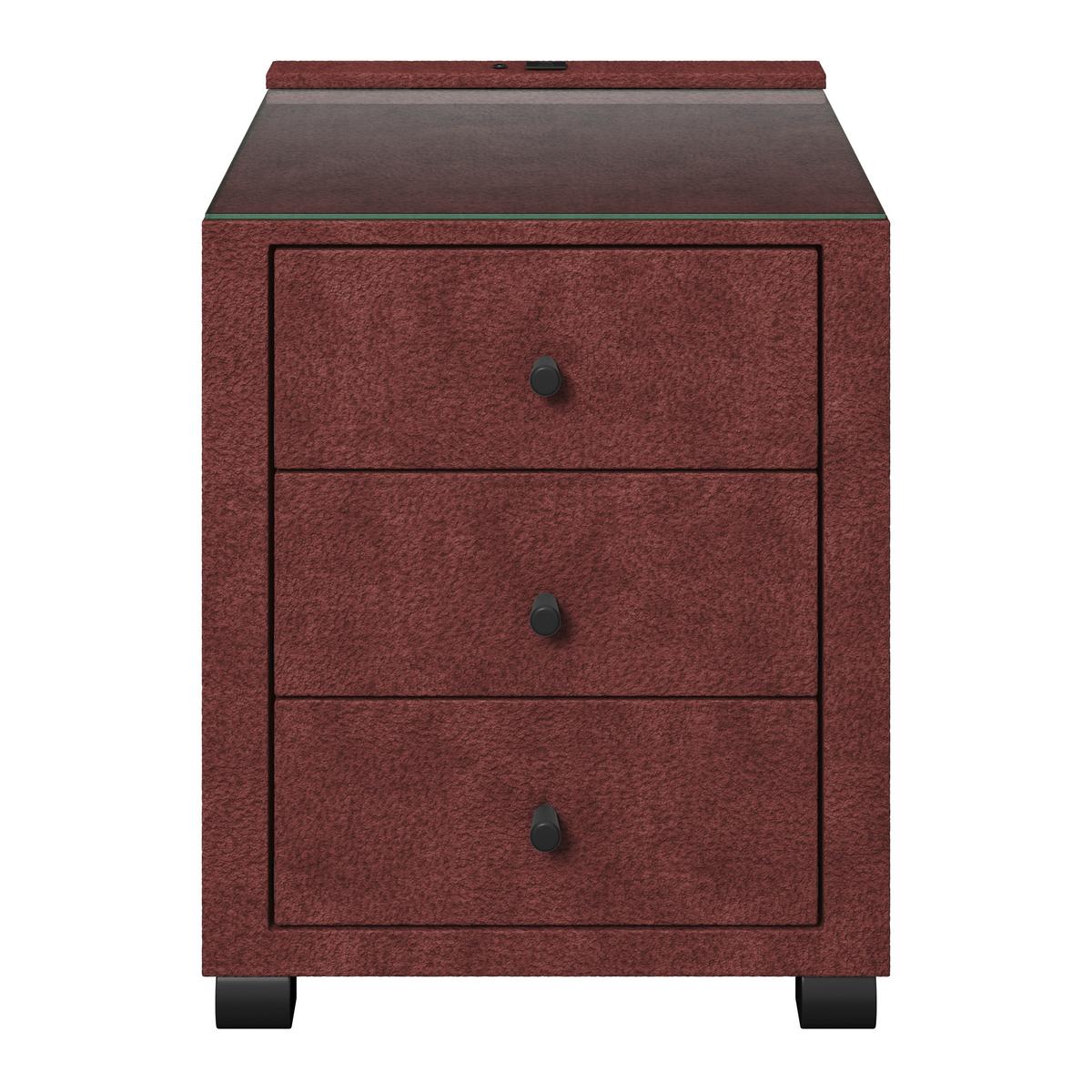 Noćni Ormarić Elysia - bordo, Trend, staklo/drvni materijal (48/68/45,5cm) - Premium Living