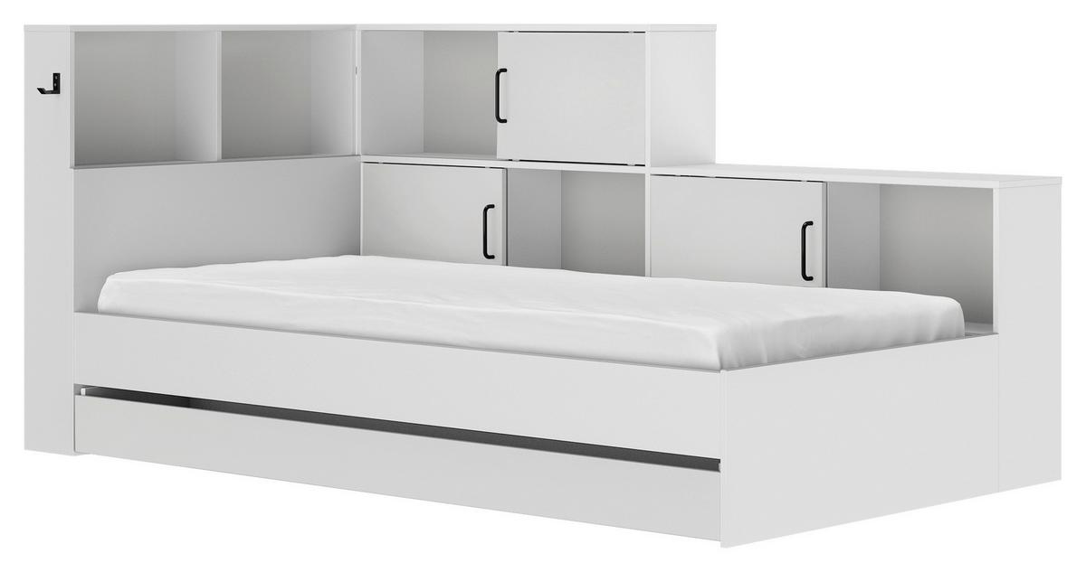 Postelja S Predalom Erwan, Bela, 90x200cm - bela, Moderno, leseni material (90/200cm) - MID.YOU