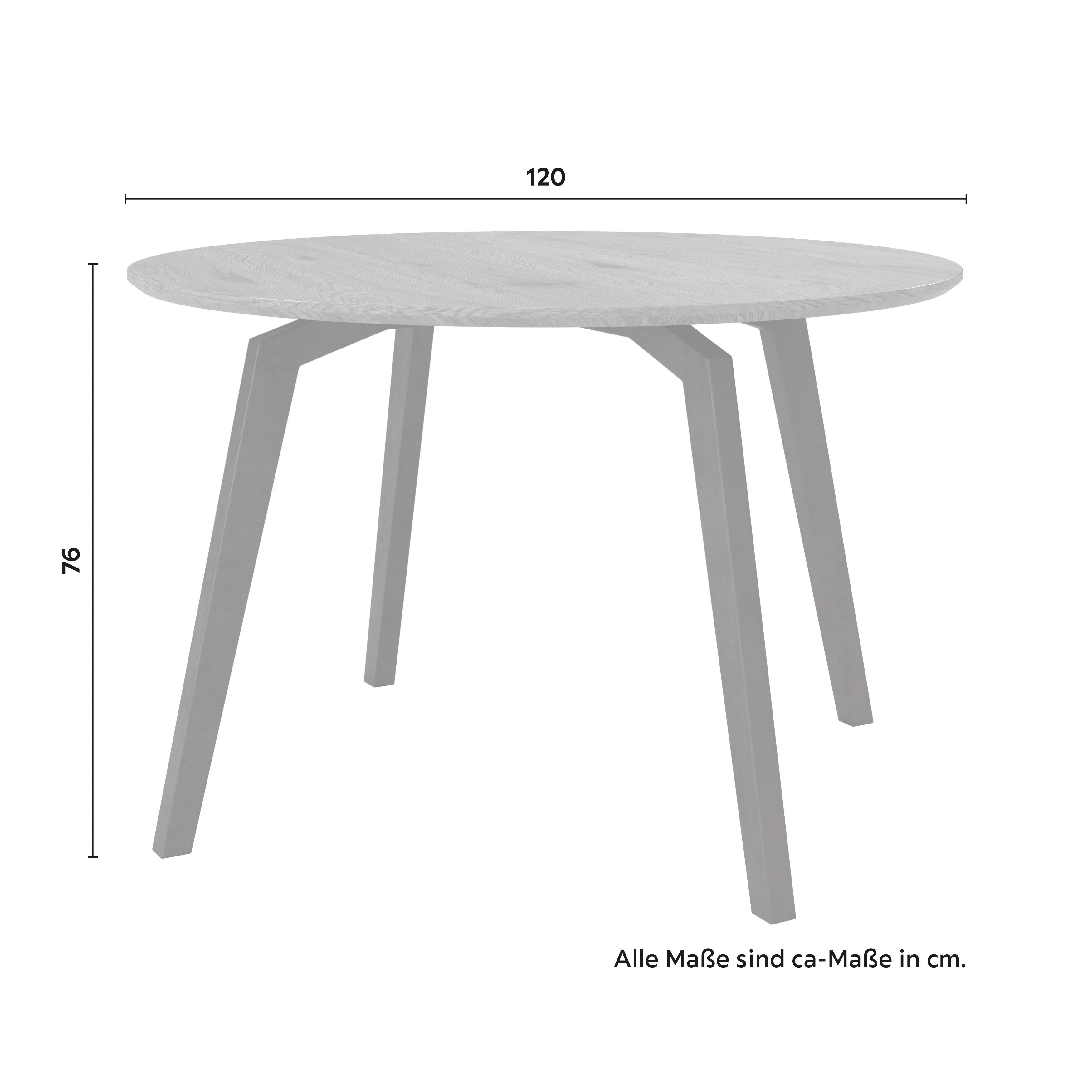 MATBORD ELIAN - svart/ekfärgad, Modern, metall/trämaterial (120/120/76cm) - Bessagi Home