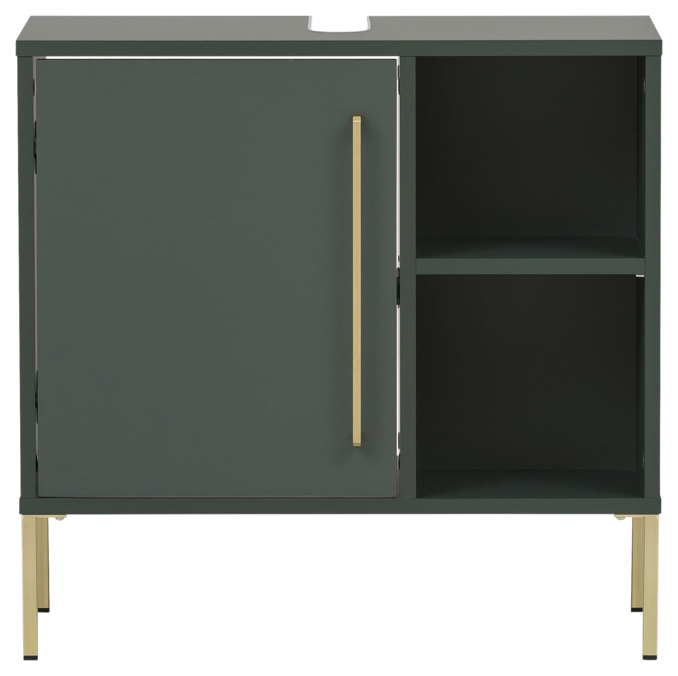 Omarica Za Pod Umivalnik Kent, Zelena - zlate barve/gozdno zelena, Moderno, kovina/leseni material (65,3/63,3/33,1cm) - Stylife