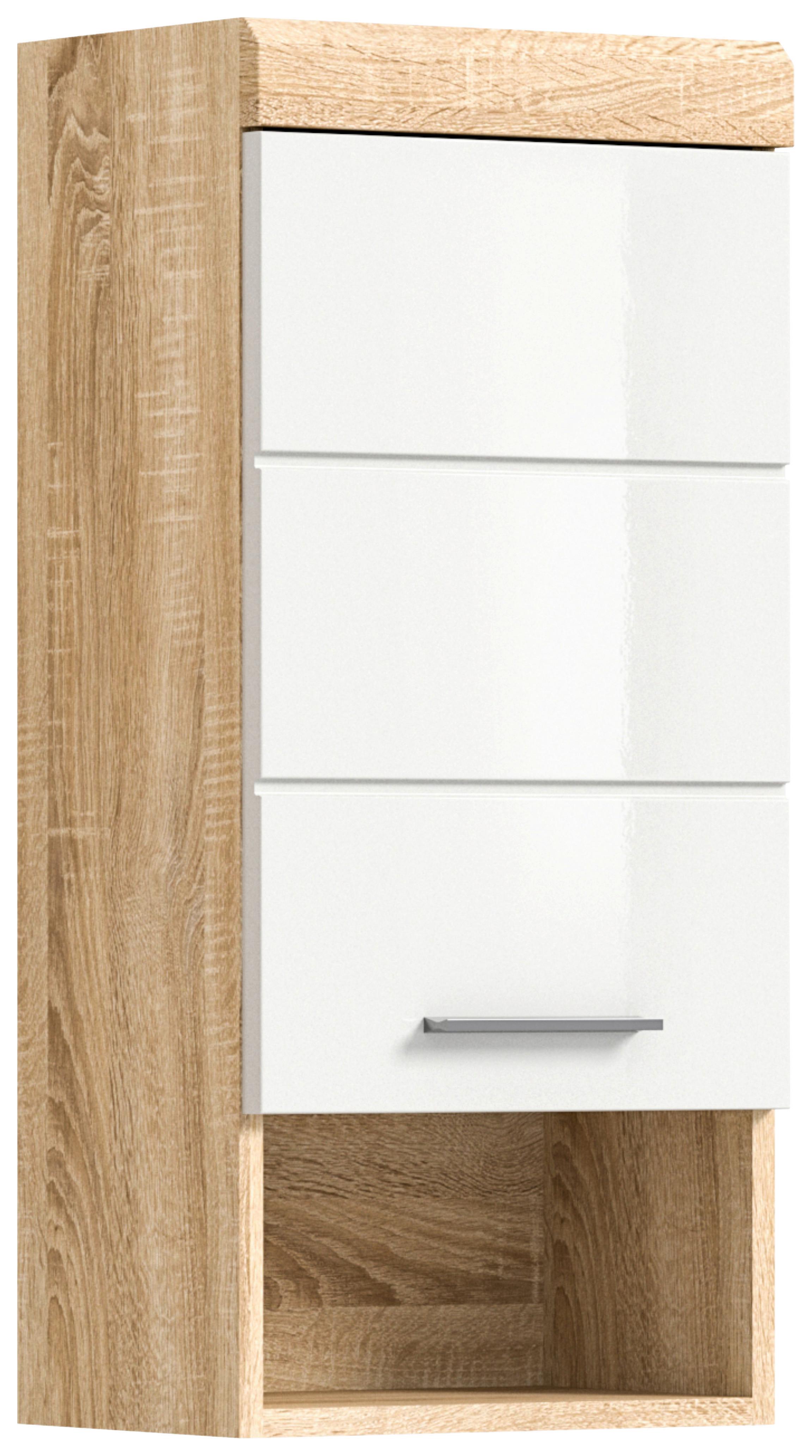 Hängeschrank Lambada ca. 37x79 cm Sonoma Eiche/Weiß - Weiß Hochglanz/Eichefarben, MODERN, Holzwerkstoff/Kunststoff (37/79/24cm) - MID.YOU
