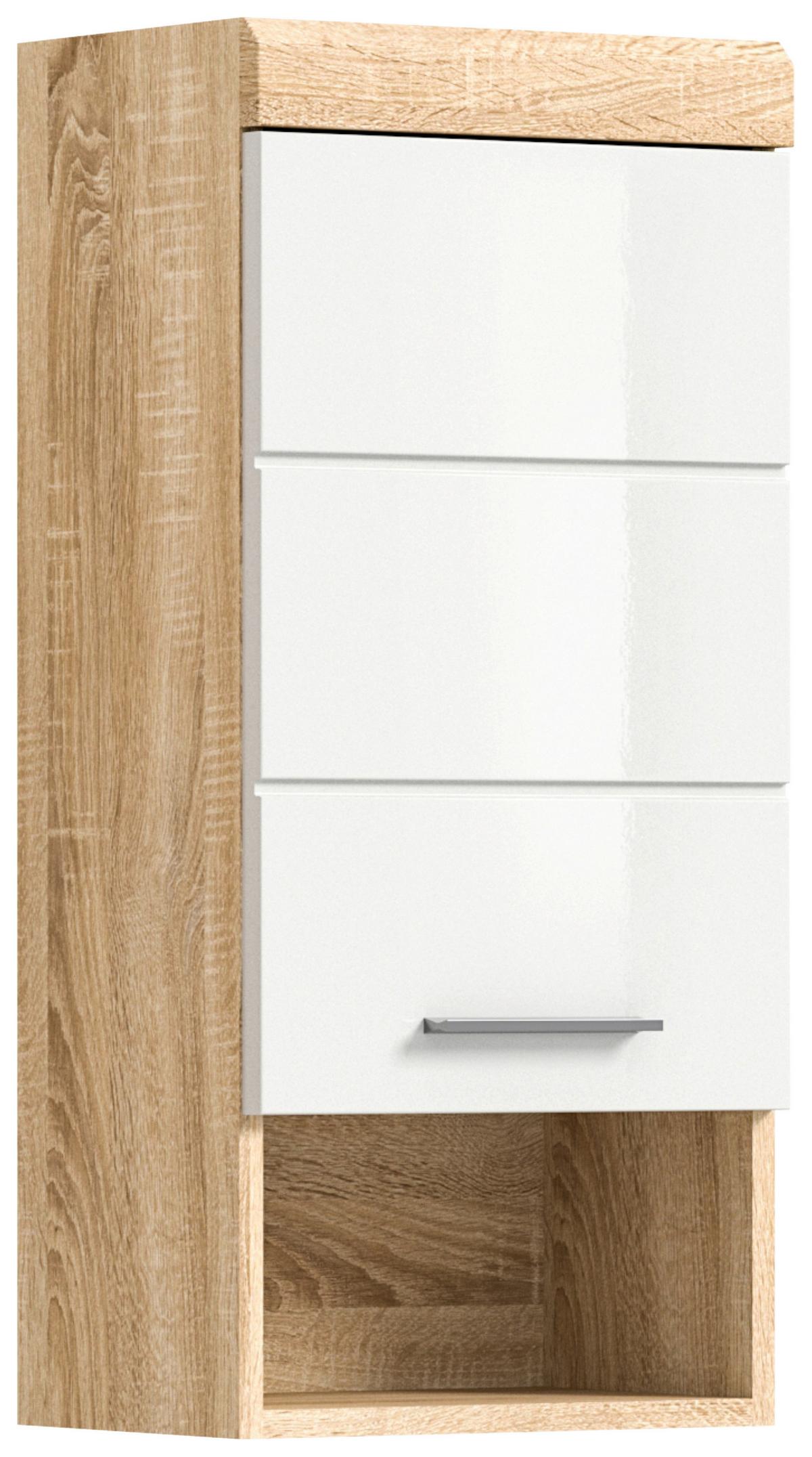 Hängeschrank Lambada ca. 37x79 cm Sonoma Eiche/Weiß - Weiß Hochglanz/Eichefarben, MODERN, Holzwerkstoff/Kunststoff (37/79/24cm) - MID.YOU