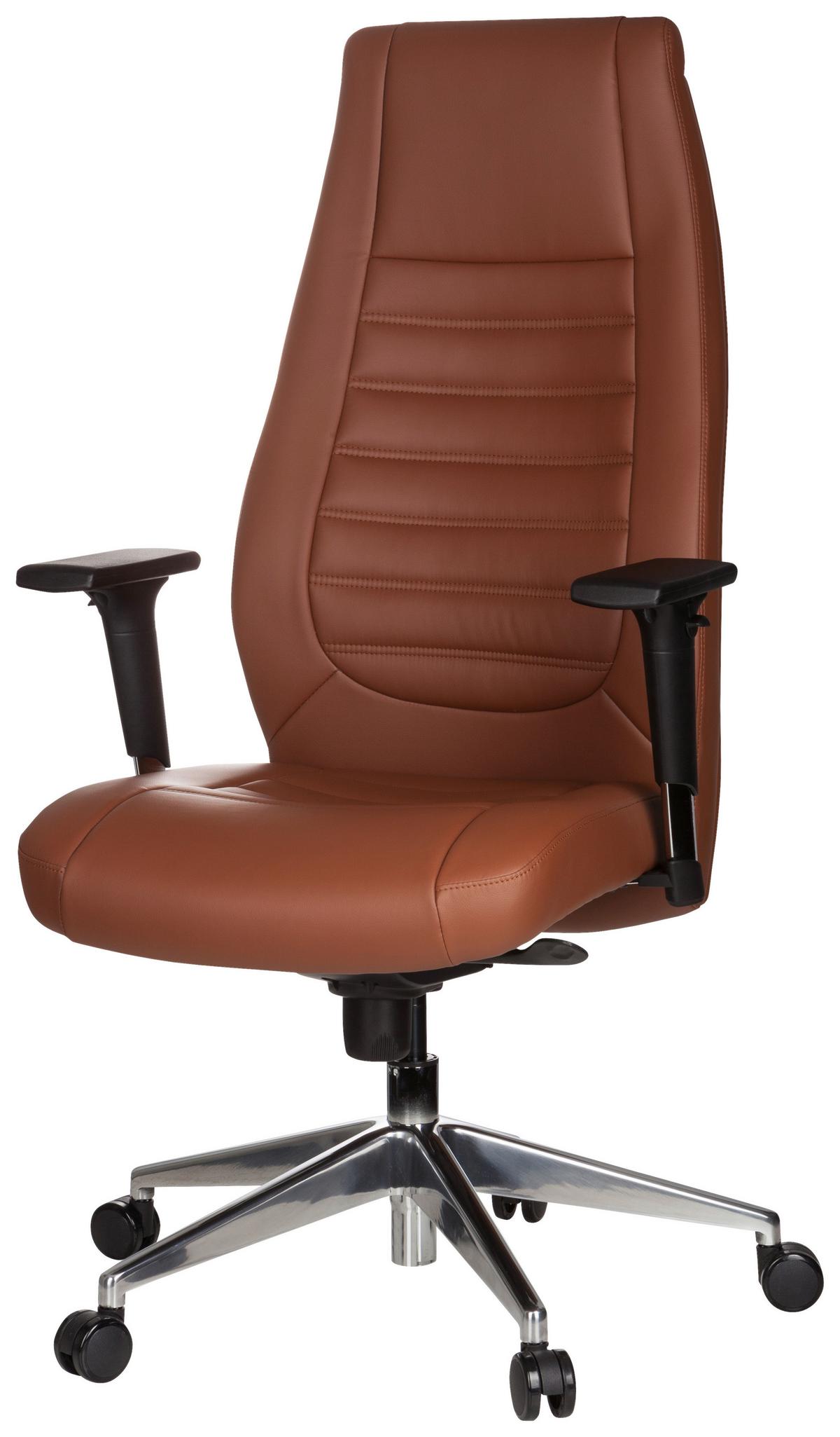Pisarniški Stol Vitoro, Rjava - srebrne barve/rjava, Basics, kovina/umetna masa (65/133/65cm) - MID.YOU