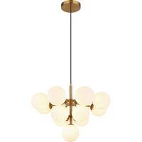 Hängeleuchte Lunah Opal/Gold max. 5 Watt - Goldfarben/Opal, MODERN, Glas/Metall (56/120cm) - Novel