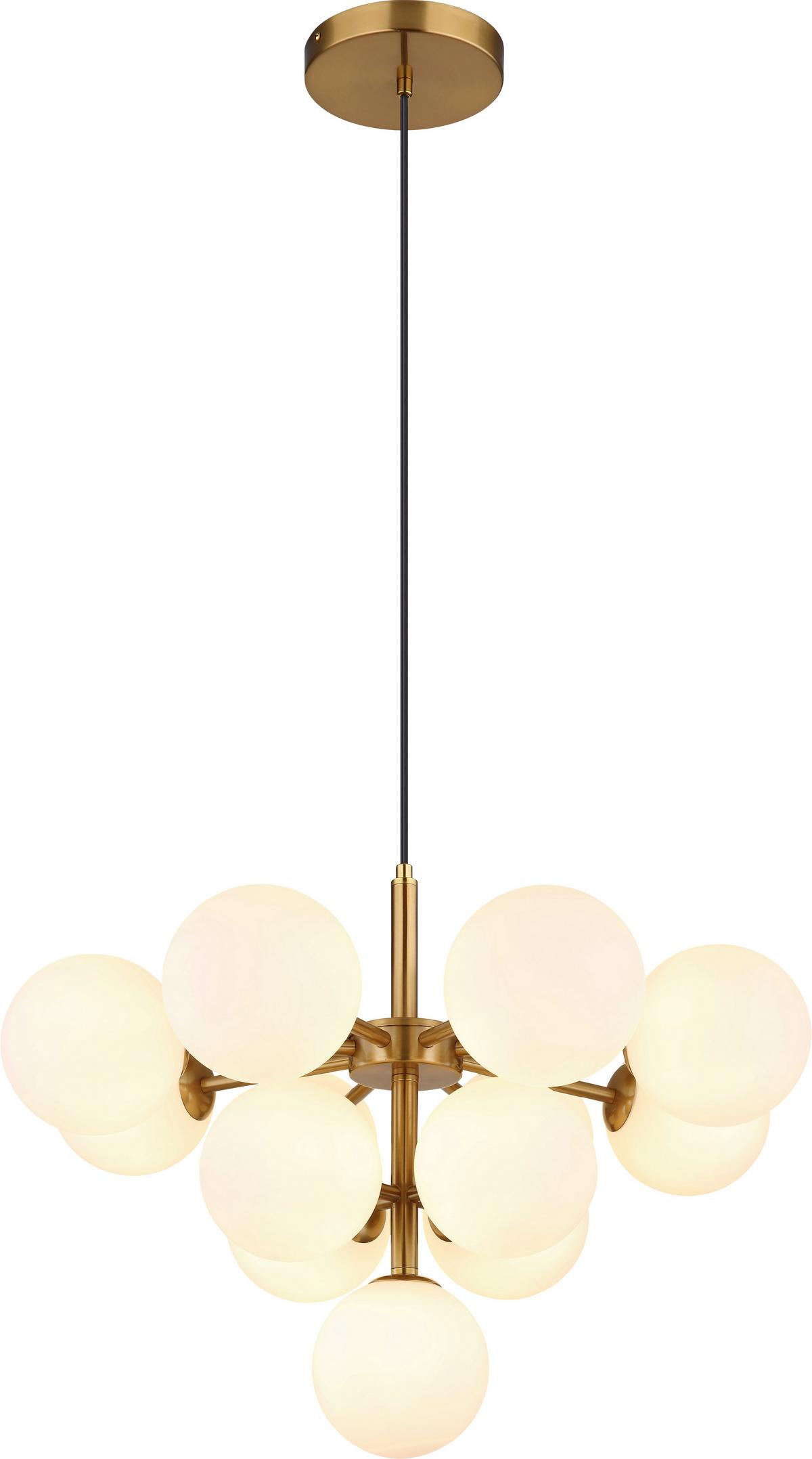 Hängeleuchte Lunah Opal/Gold max. 5 Watt - Goldfarben/Opal, MODERN, Glas/Metall (56/120cm) - Novel