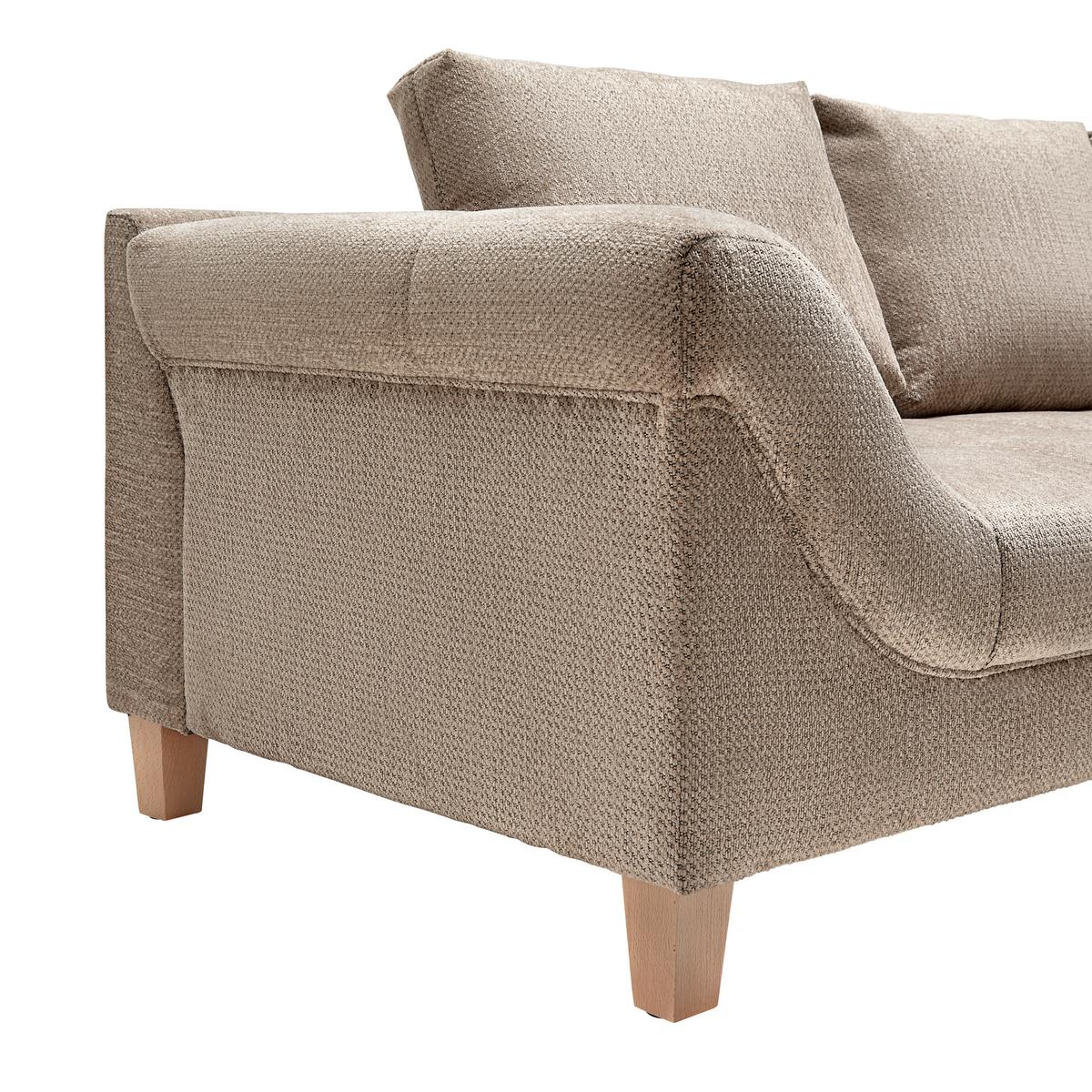 Wohnlandschaft Palermo Beige - Beige/Buchefarben, MODERN, Holz/Textil (306/69-94/203cm) - Mömax