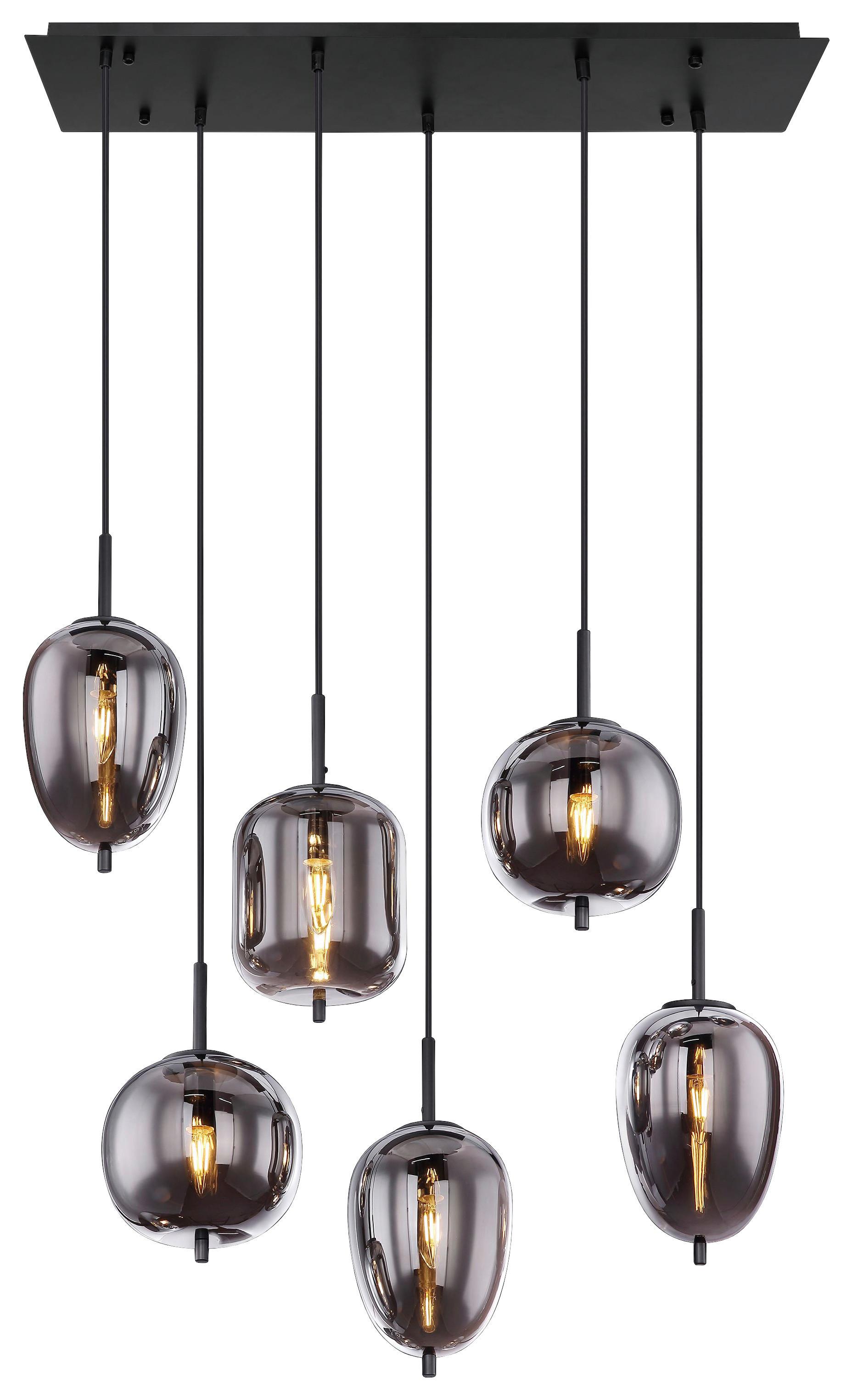 HÄNGLAMPA JEANETTE - svart, Modern, metall/glas (80/34/120cm) - Mömax