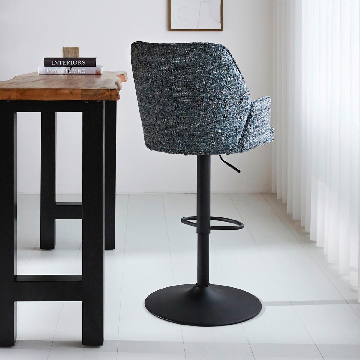 BARHOCKER-SET DONNY - Blau/Schwarz, Design, Textil/Metall (54/100/58cm) - MID.YOU