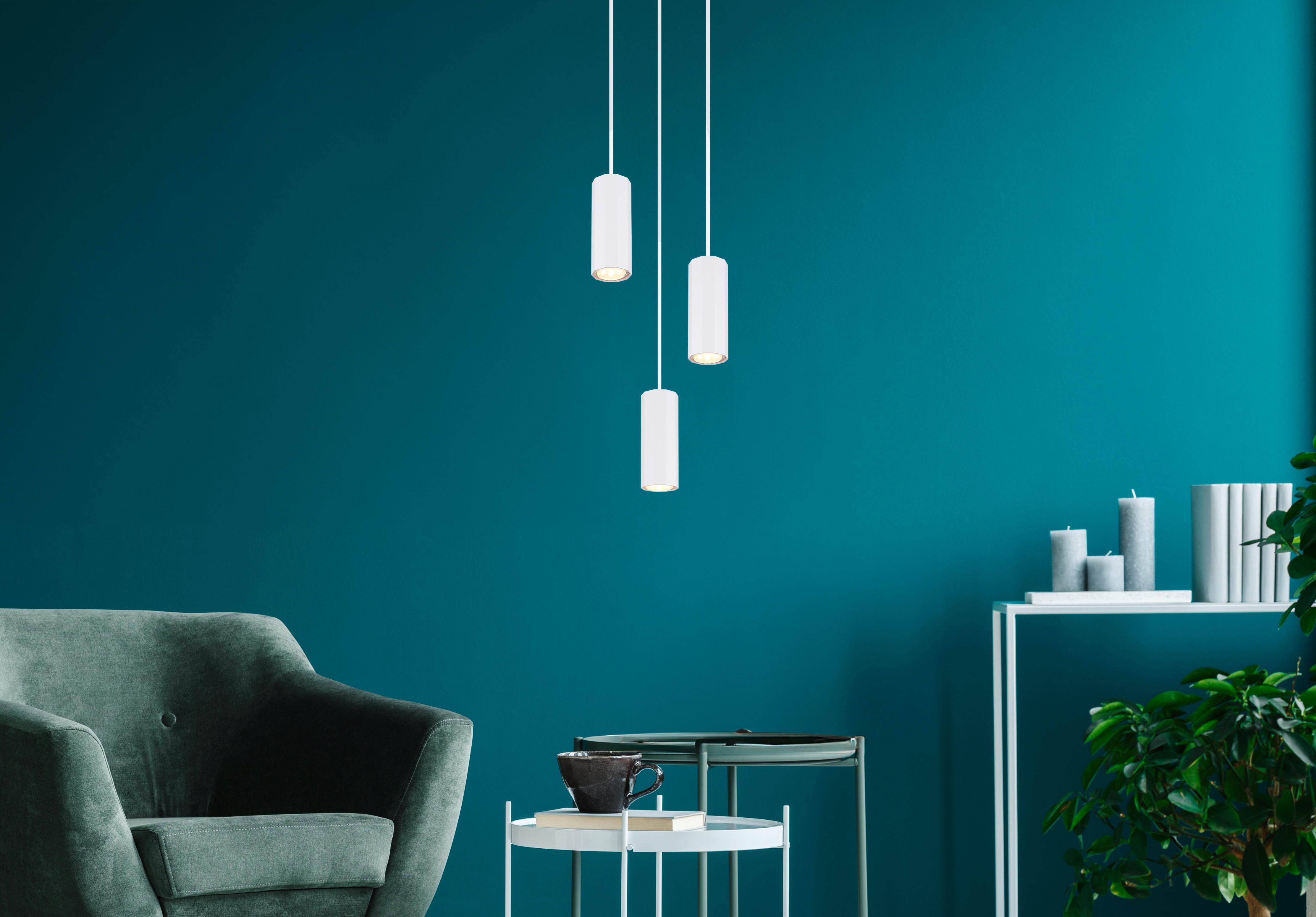 HÄNGELEUCHTE 57918-3HW JAMES - Weiss, Design, Metall (21/120cm) - Globo