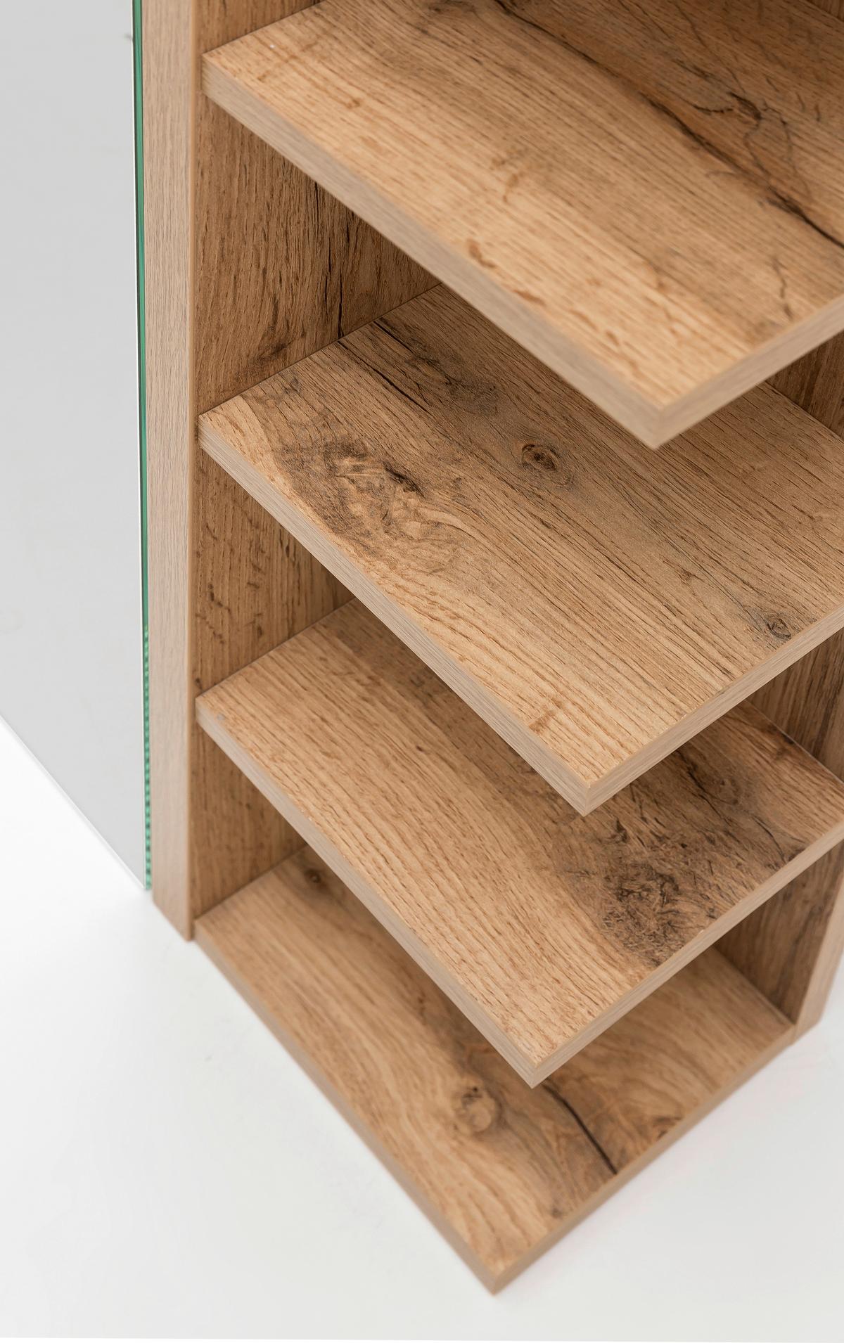 Spiegelschrank Matteo mit LED Eiche 1-türig - MODERN, Glas/Holzwerkstoff (51,3/75/16cm) - MID.YOU