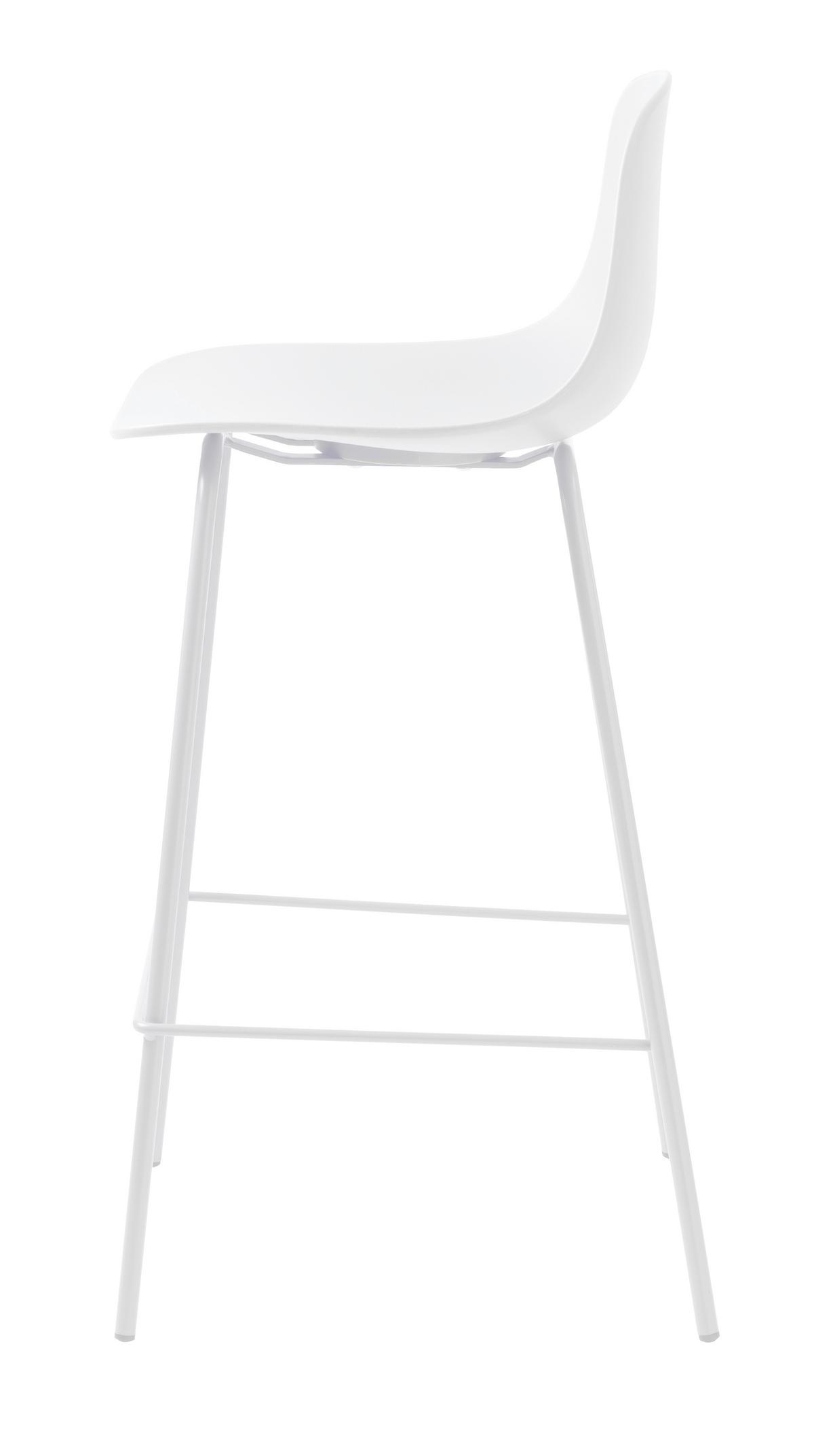 STOŁEK BAROWY WHTBIY - biały, Design, tworzywo sztuczne/metal (41/93/48cm) - Boxxx