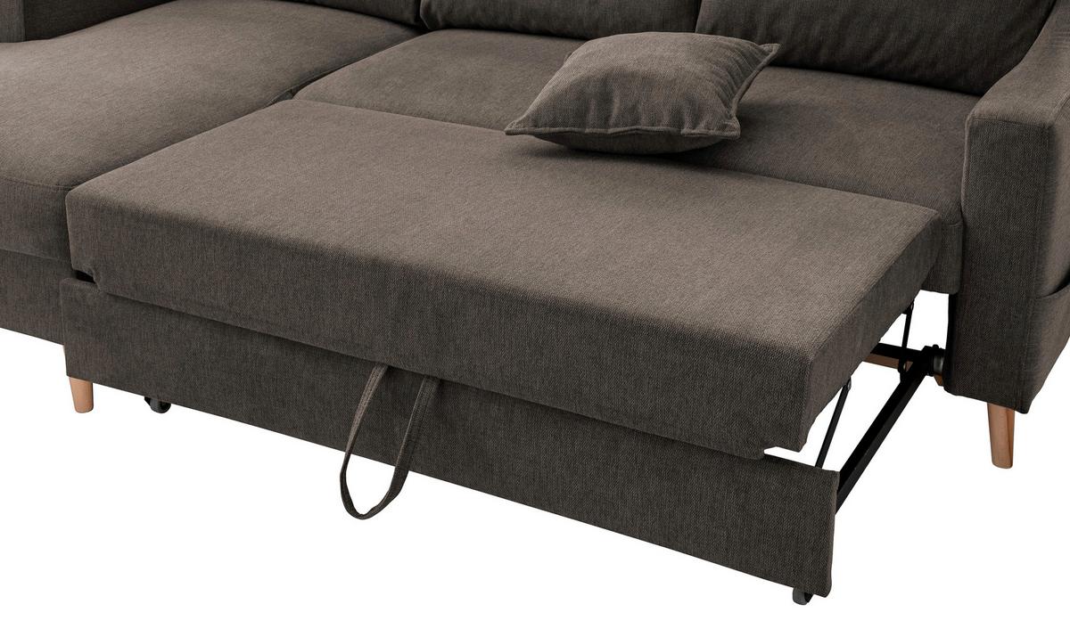 Wohnlandschaft Valentina Braun Struktur - Braun/Naturfarben, KONVENTIONELL, Holz/Textil (150/228cm) - P & B