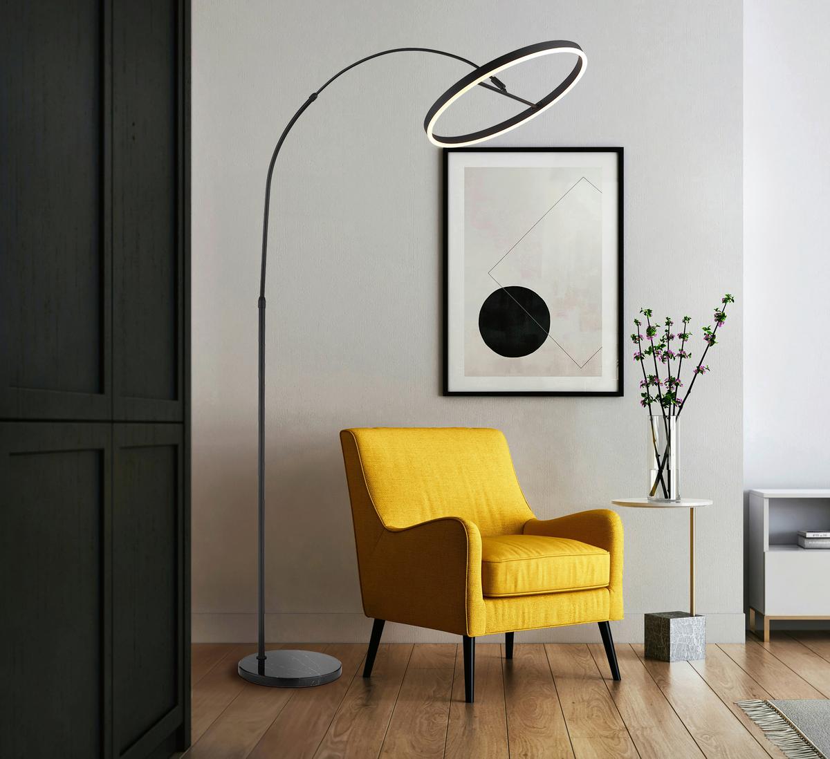 Led Podna Svjetiljka Jerrold - bijela/crna, Design, kamen/metal (15/107cm) - Globo