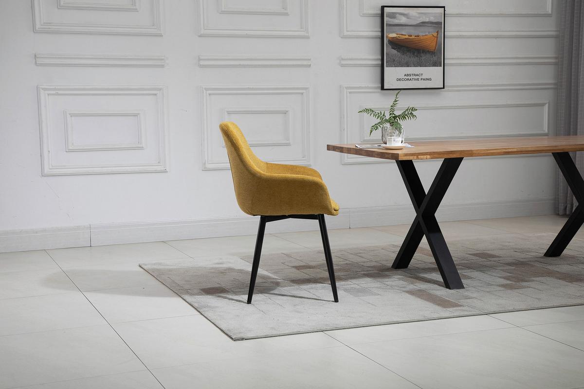 Set Naslanjačev Lena, Rumena, 2-Delni - rumena/črna, Moderno, kovina/tekstil (64/86/59cm) - Livetastic