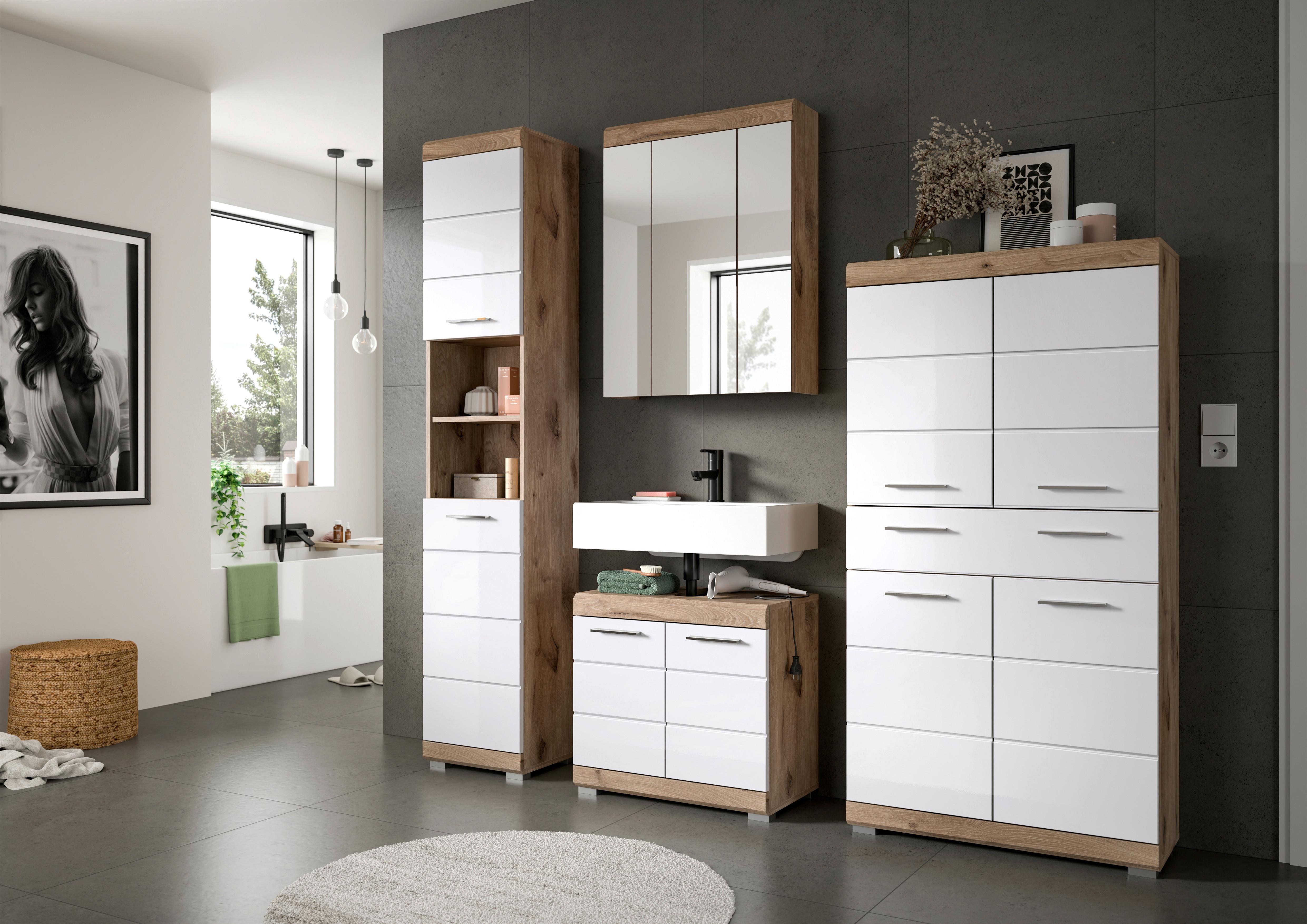 Spiegelschrank Wave ca. 60x79 cm Eiche - MODERN, Glas/Holzwerkstoff (60/79/18cm) - MID.YOU