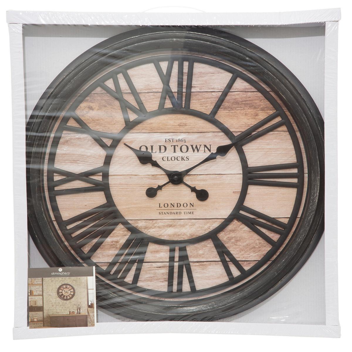 Wanduhr Elda Braun/Eichefarben - Eichefarben/Braun, Glas/Kunststoff (50,6/5,5cm) - Mömax