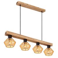 Hängeleuchte Valli in Natur/Schwarz max. 60 Watt - Dunkelbraun/Schwarz, Natur, Naturmaterialien/Metall (80/16/120cm) - Globo
