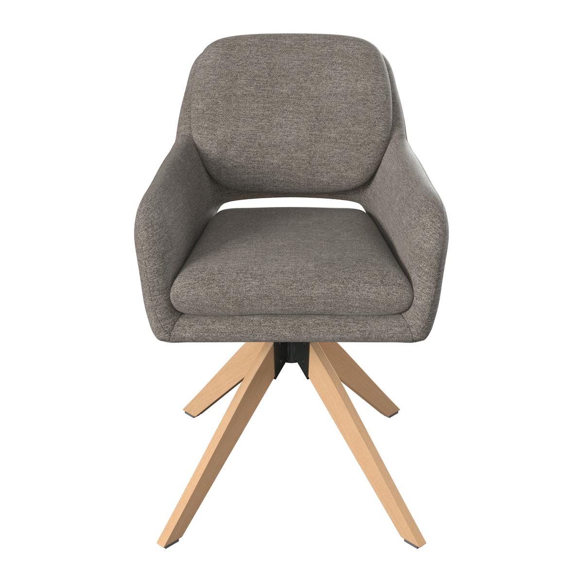 Armlehnstuhl Adrien Braun Webstoff Drehbar Gepolstert - Braun/Naturfarben, MODERN, Holz/Textil (64/59/92cm) - Bessagi Home