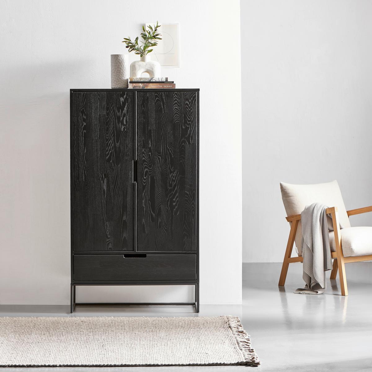 Mehrzweckschrank Silas Schwarz - Schwarz, Design, Holz/Metall (85/149/35,5cm) - Livetastic