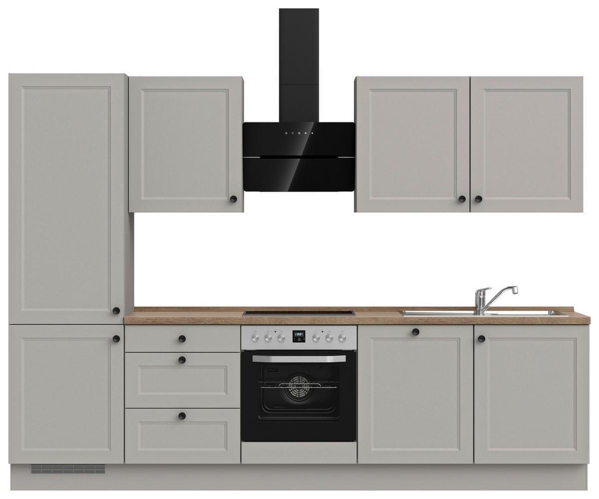 Küchenblock Cascada High m. Geräten Grau - Eiche dunkel/Schwarz, MODERN, Holzwerkstoff/Metall (300cm) - Nobilia