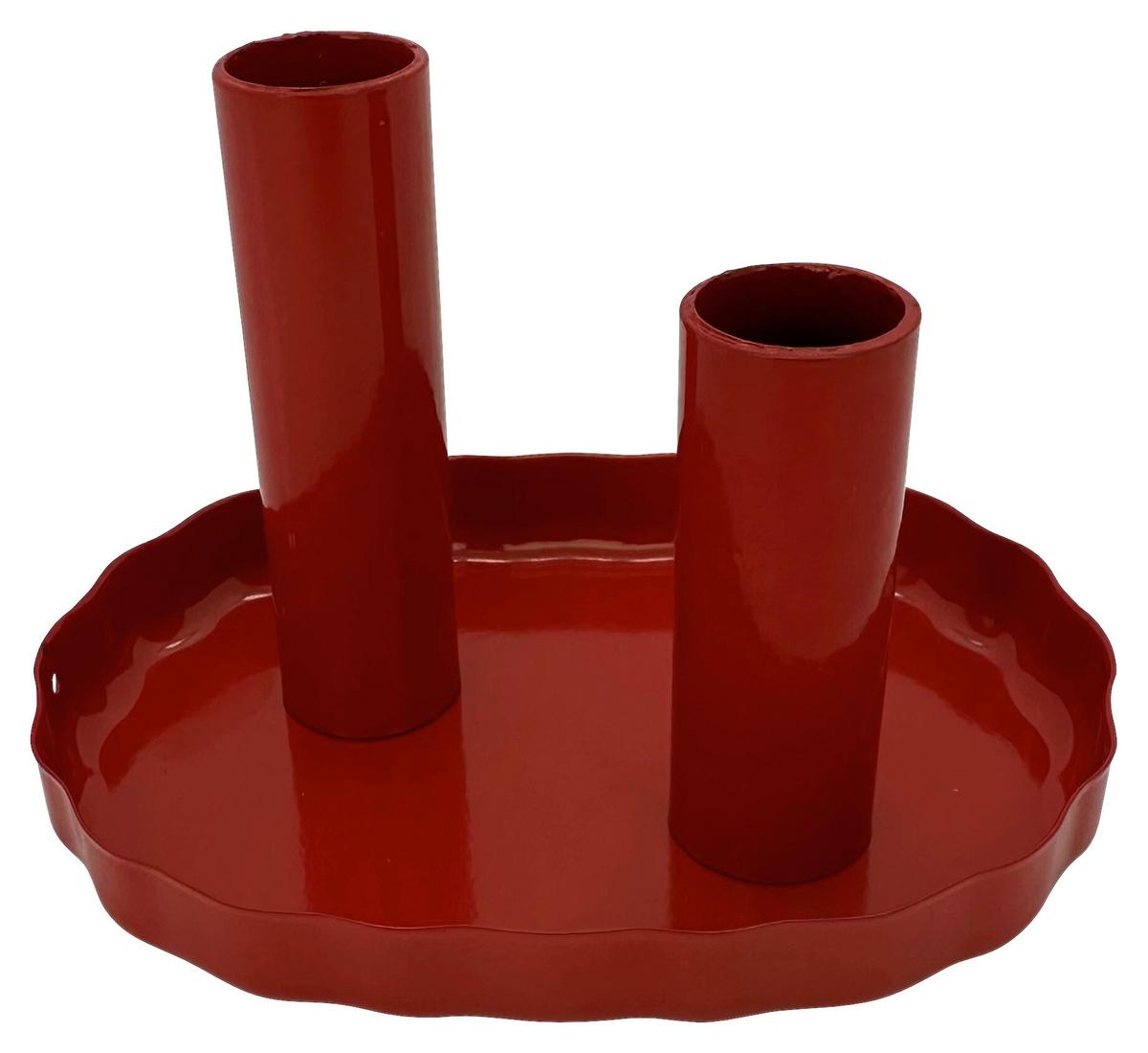 Kerzenhalter Grace Rot - Rot, MODERN, Metall (14/10,5/9,5cm) - Mömax