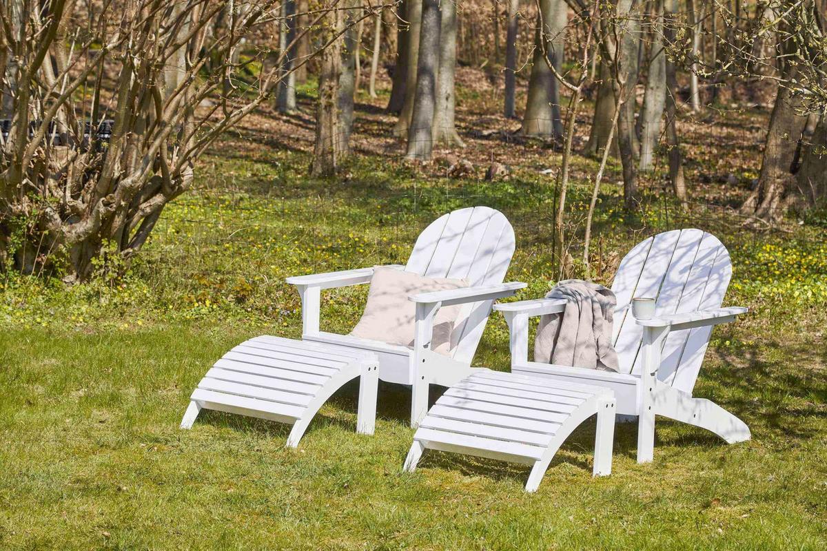 Gartenliege Adirondack - Weiss Hochglanz, Natur, Holz (105/88/80cm) - Gardenson