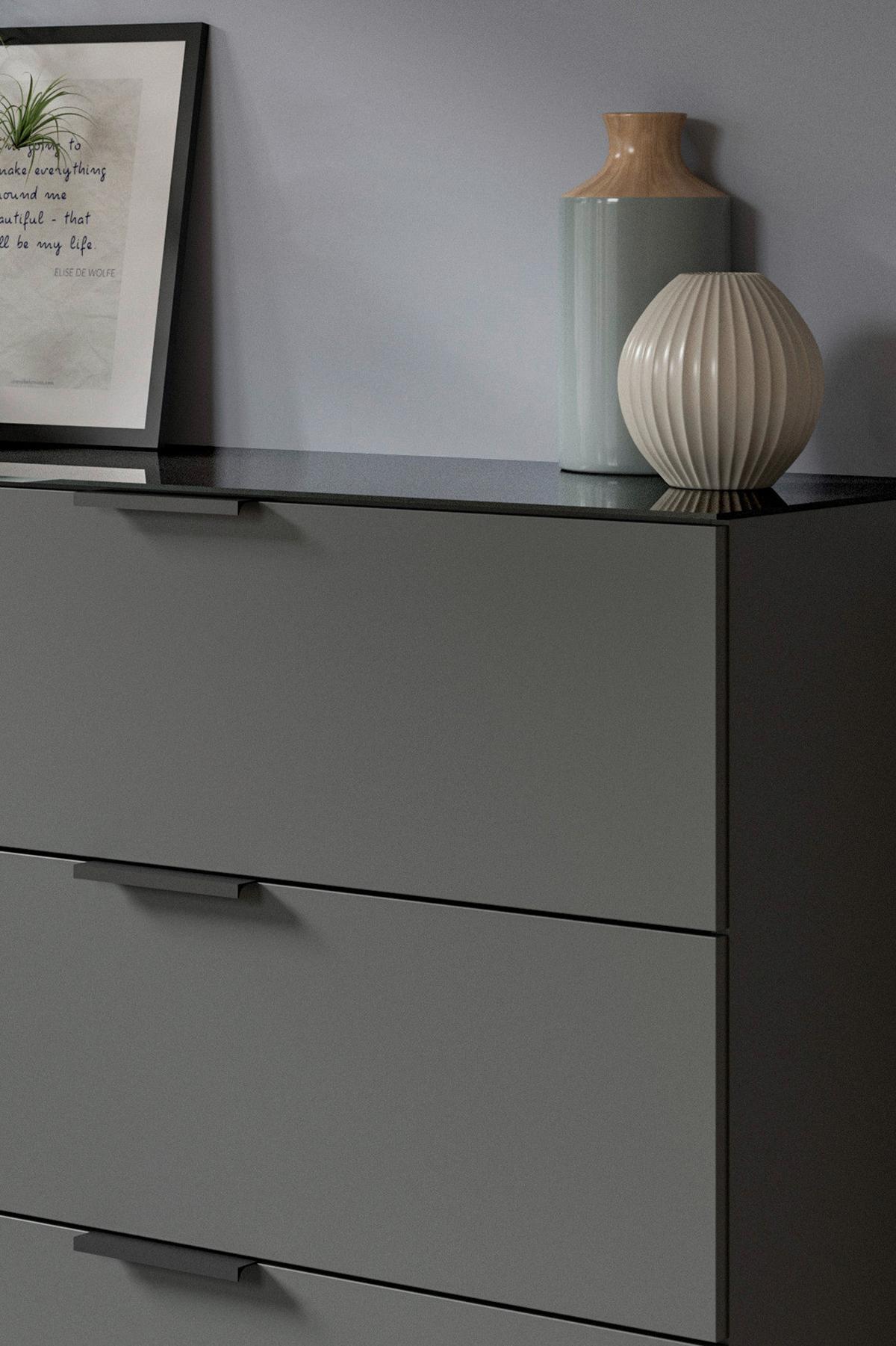 Sideboard Ray ca. 179x86 cm Anthrazit - Anthrazit, Design, Glas/Holzwerkstoff (179/86/40cm) - Livetastic