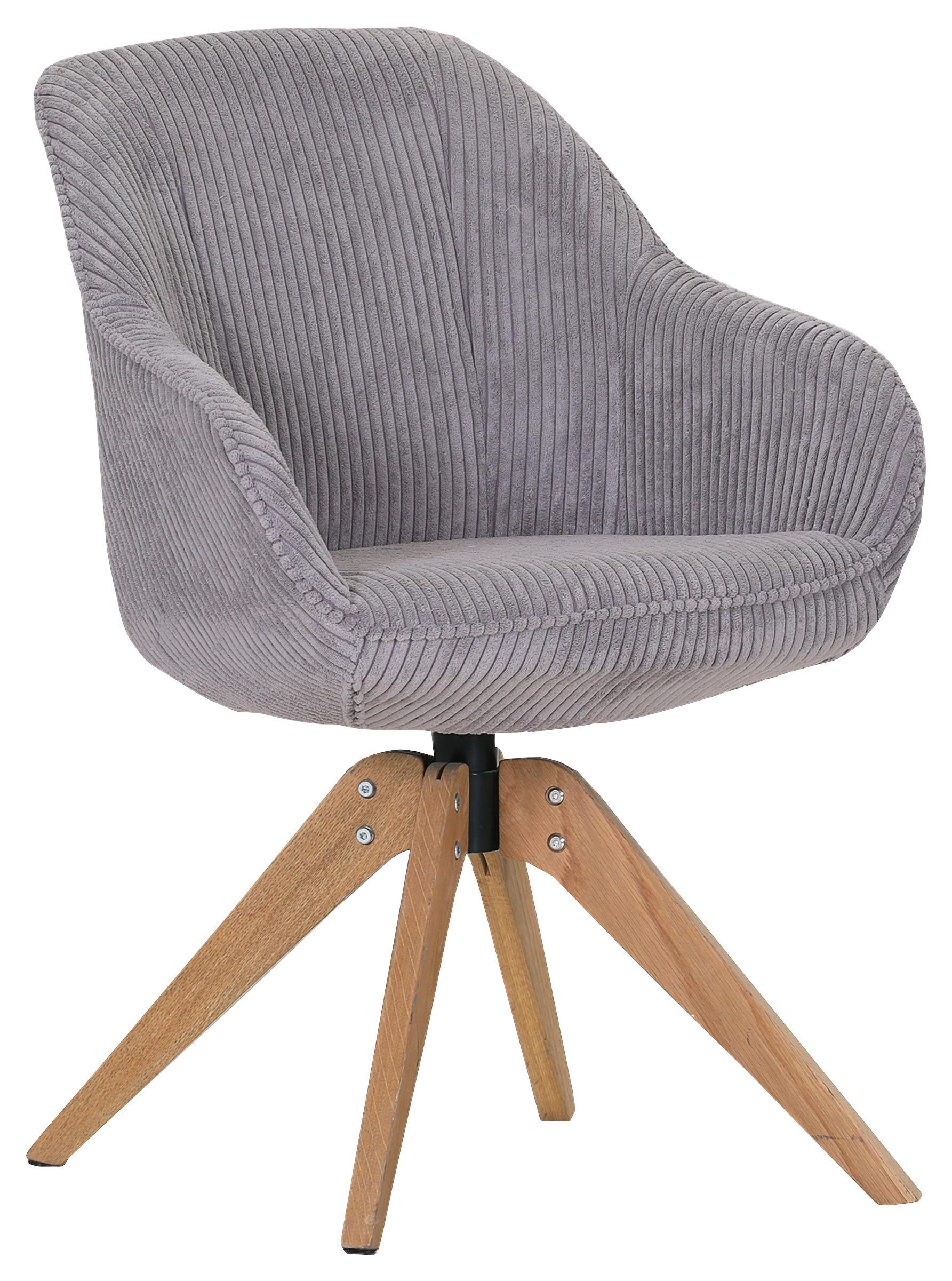 KRZESŁO Z PODŁOKIETNIKAMI CHILL - kolor dębowy/jasnoszary, Lifestyle, tkanina/drewno (60/83/65cm) - home24