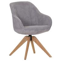 KRZESŁO Z PODŁOKIETNIKAMI CHILL - kolor dębowy/jasnoszary, Lifestyle, tkanina/drewno (60/83/65cm) - home24