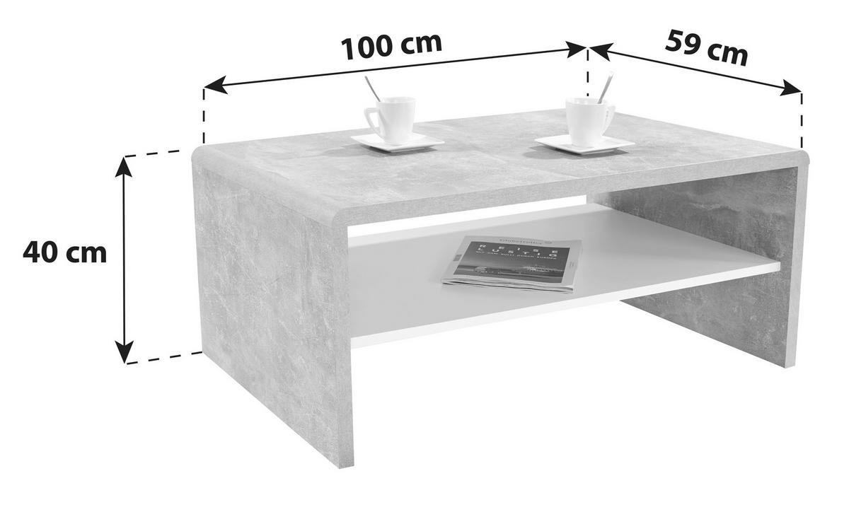 Klubska Mizica Cala Luna, Siva - siva/bela, Moderno, leseni material (100/40/59cm) - Mömax