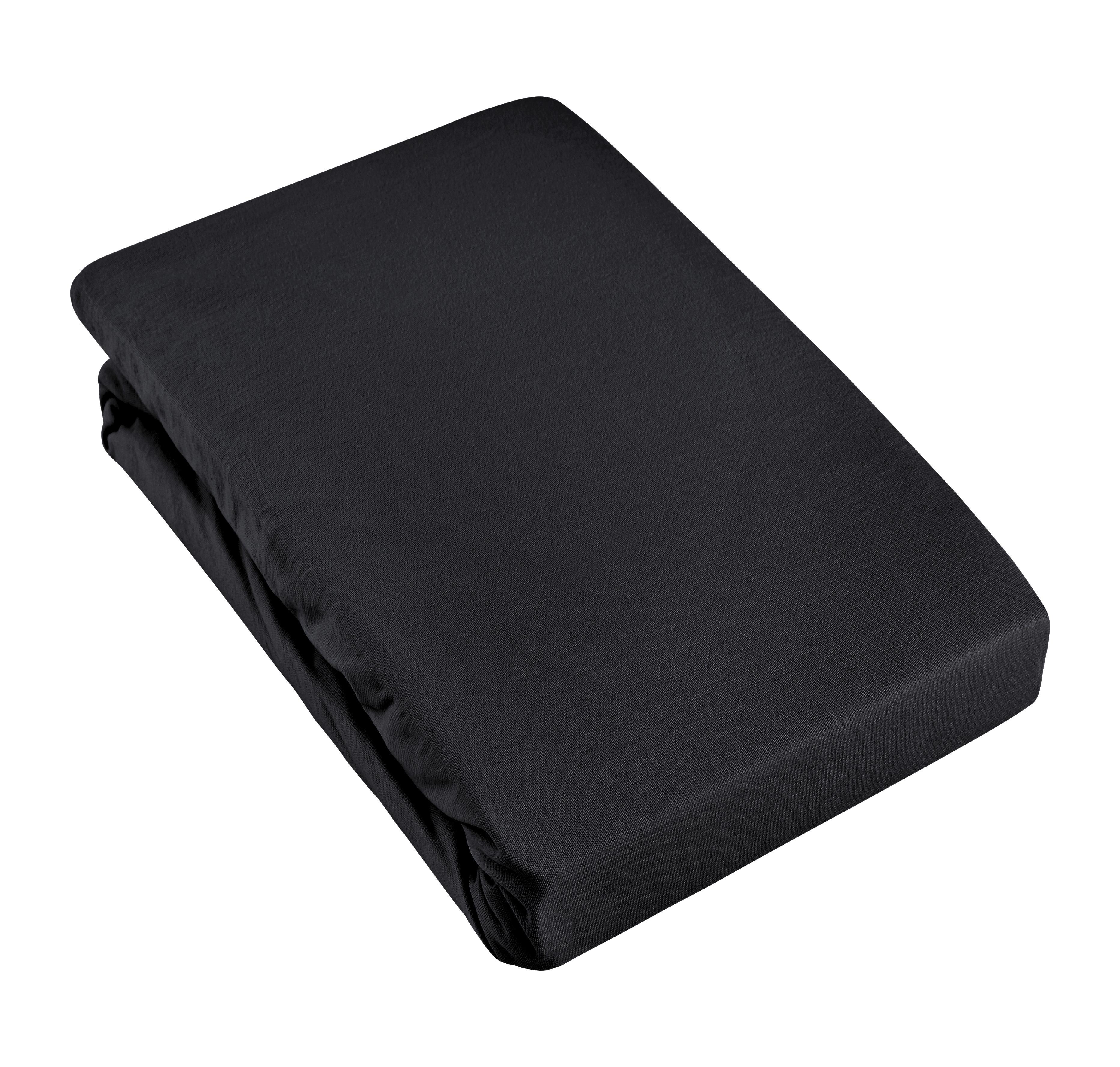 Cearșaf cu elastic Alma cca. 90x200cm - negru, Konventionell, textil (90/200cm) - Mömax