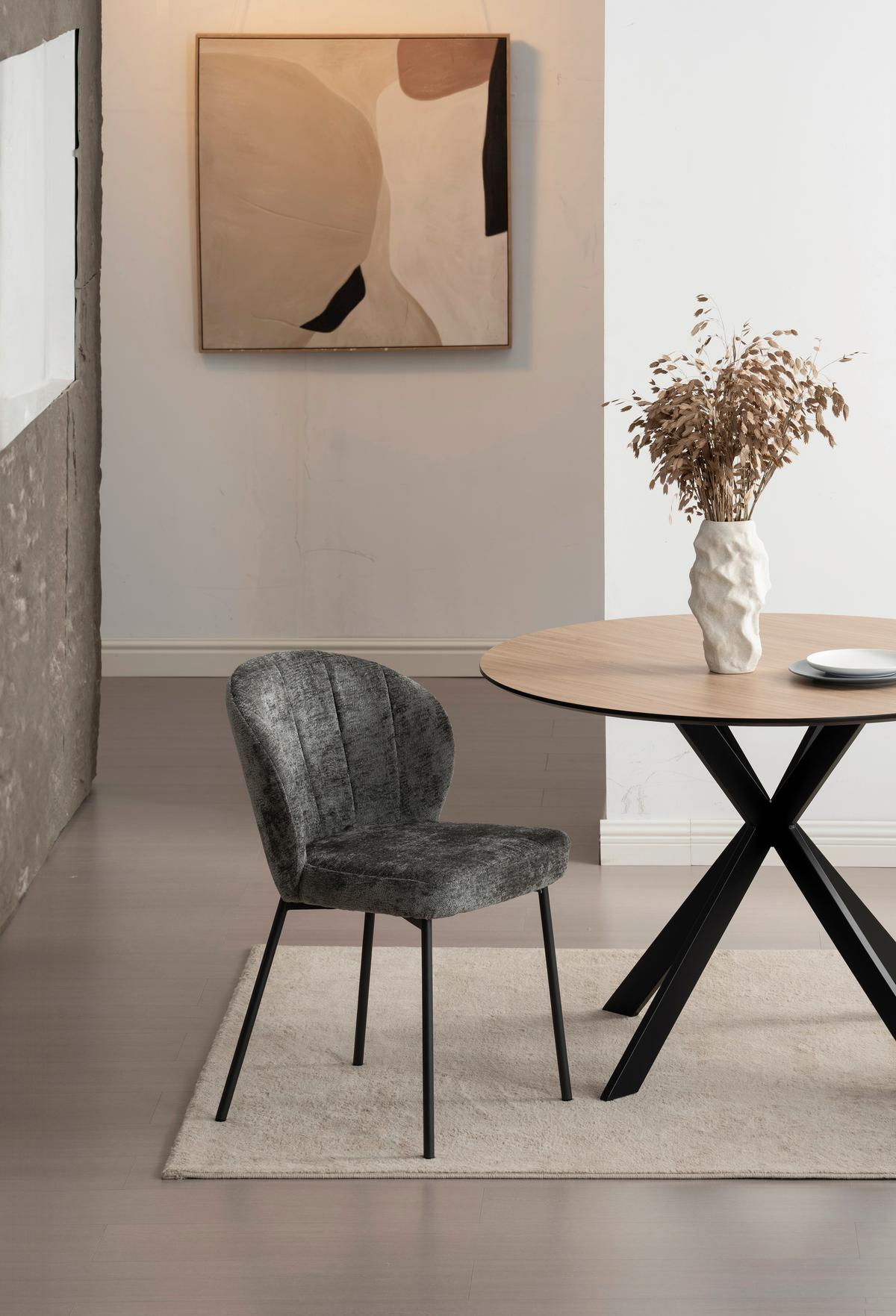 Jedilna Miza Amar, Barva Hrasta, Črna, Ø 110cm - črna/barve hrasta, Konvencionalno, kovina/leseni material (110/75cm) - P & B