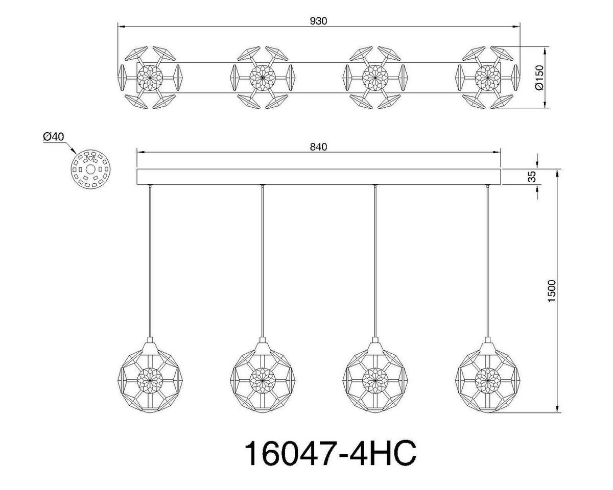 LED-HÄNGELEUCHTE 16047-4HC VIRINA - Klar/Chromfarben, Konventionell, Glas/Kunststoff (93/15/150cm) - Globo