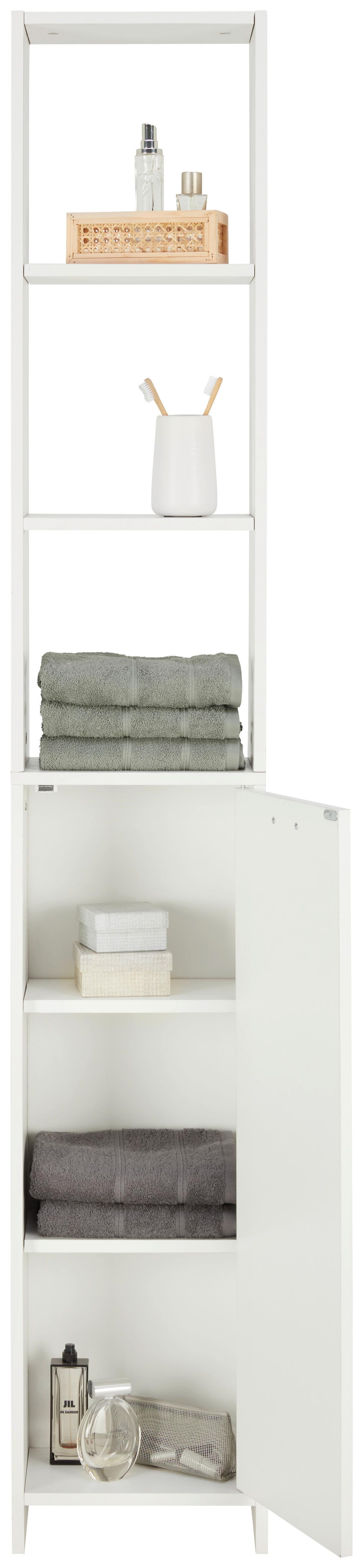Hochschrank One in Weiß - Weiß/Grau, MODERN, Holzwerkstoff/Kunststoff (33/195/21cm) - Mömax
