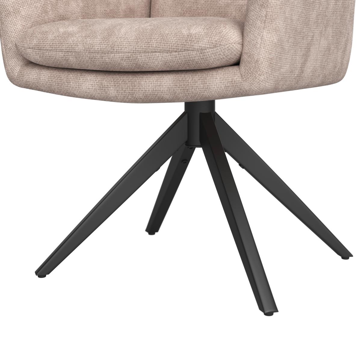 Armlehnstuhl Laurin Taupe Webstoff Drehbar Gepolstert - Taupe/Schwarz, MODERN, Holz/Textil (59/93/63cm) - Bessagi Home