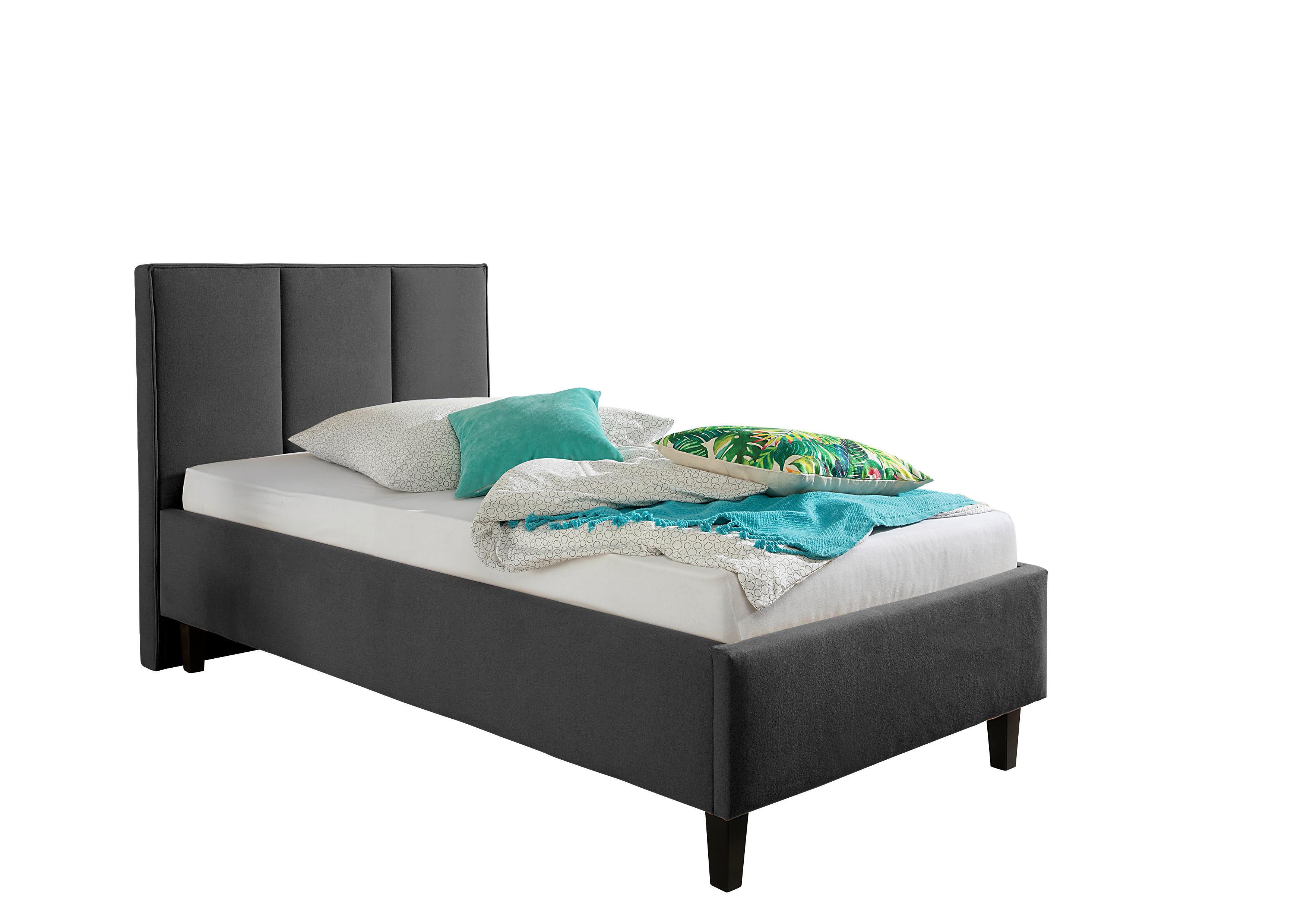 Polsterbett Avola Anthrazit ca. 100x200 cm - Anthrazit/Schwarz, MODERN, Holz/Textil (100/200cm) - Livetastic