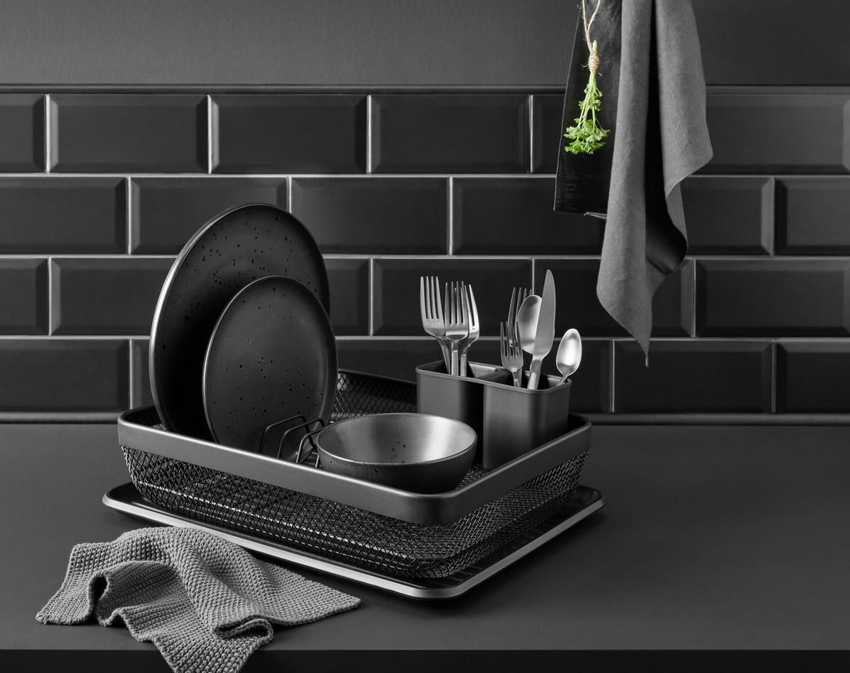 SUSZARKA DO NACZYŃ MODERN KITCHEN - czarny, Basics, tworzywo sztuczne/metal (41/30/13,5cm) - Homeware Profession.