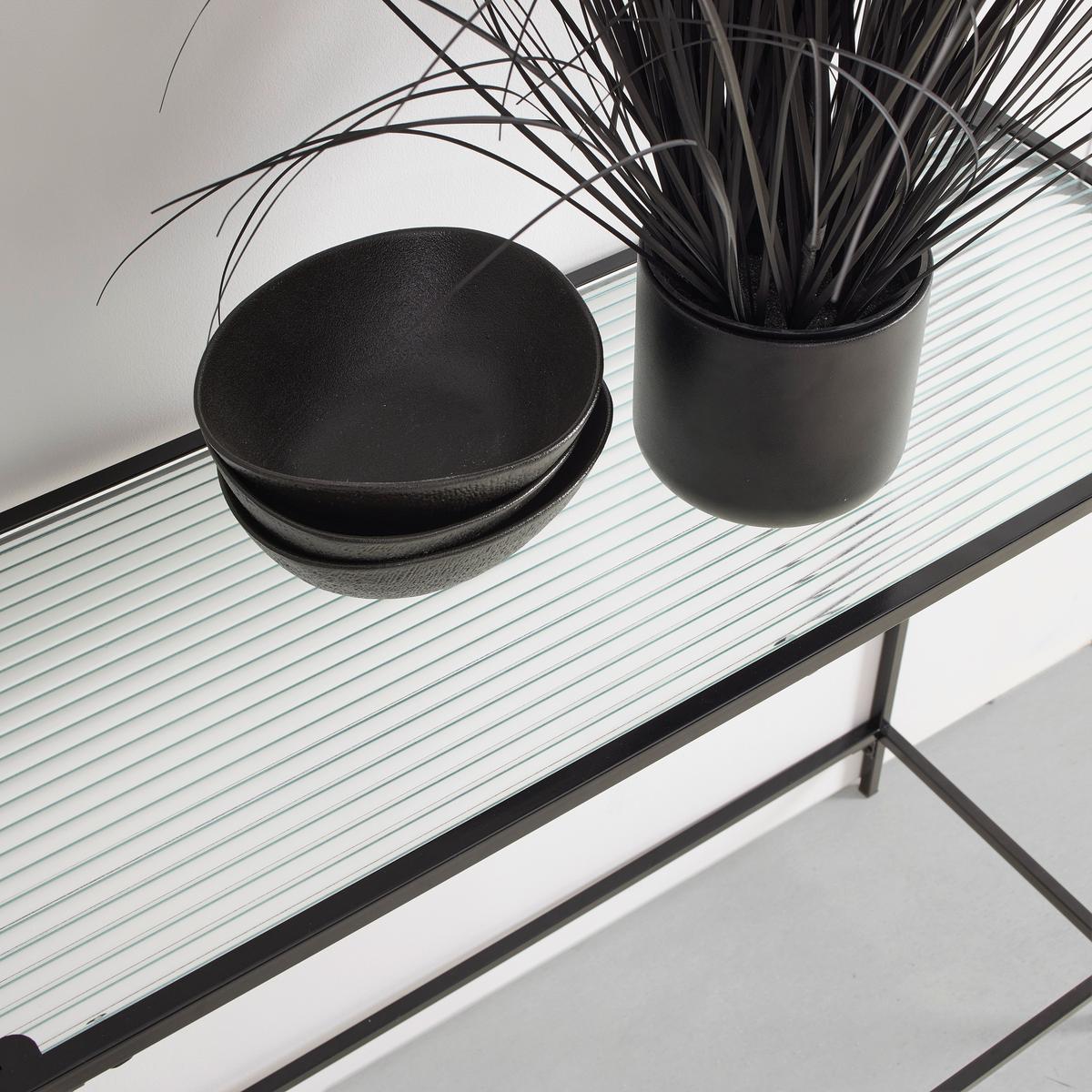 Masă tip consolă SHINE - negru/transparent, Modern, sticlă/metal (80/70/30cm) - Modern Living