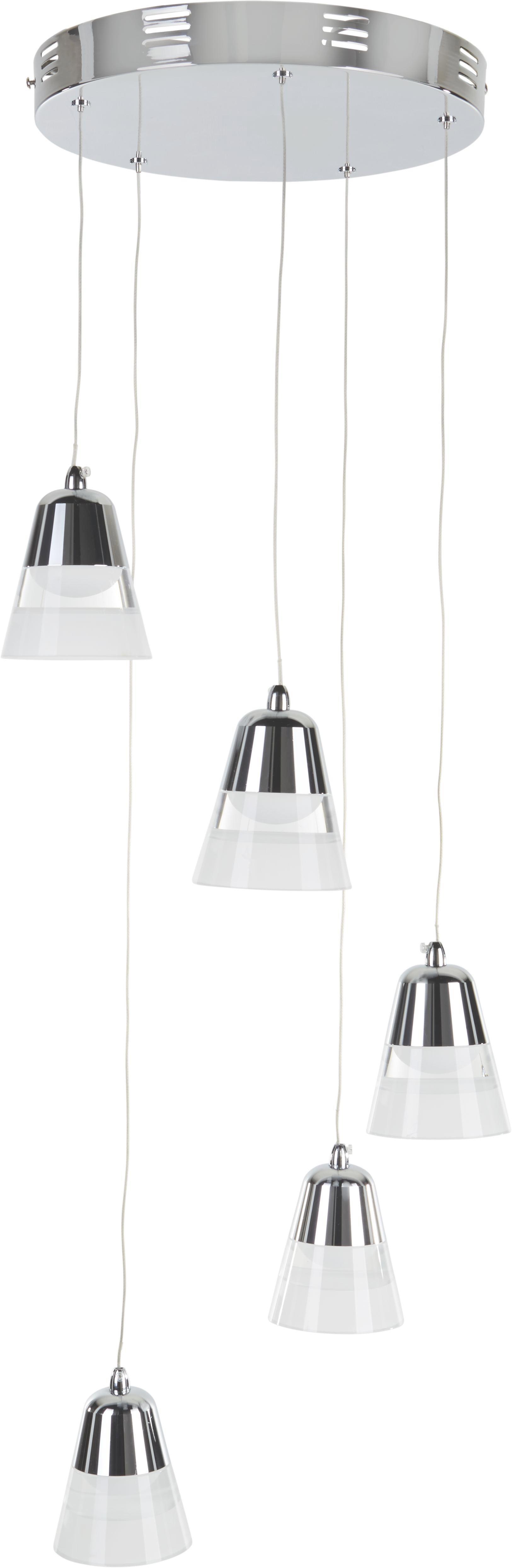 LED-Hängeleuchte max. 5 Watt 'Romi' - Chromfarben, MODERN, Kunststoff/Metall (33/33/120cm) - Bessagi Home